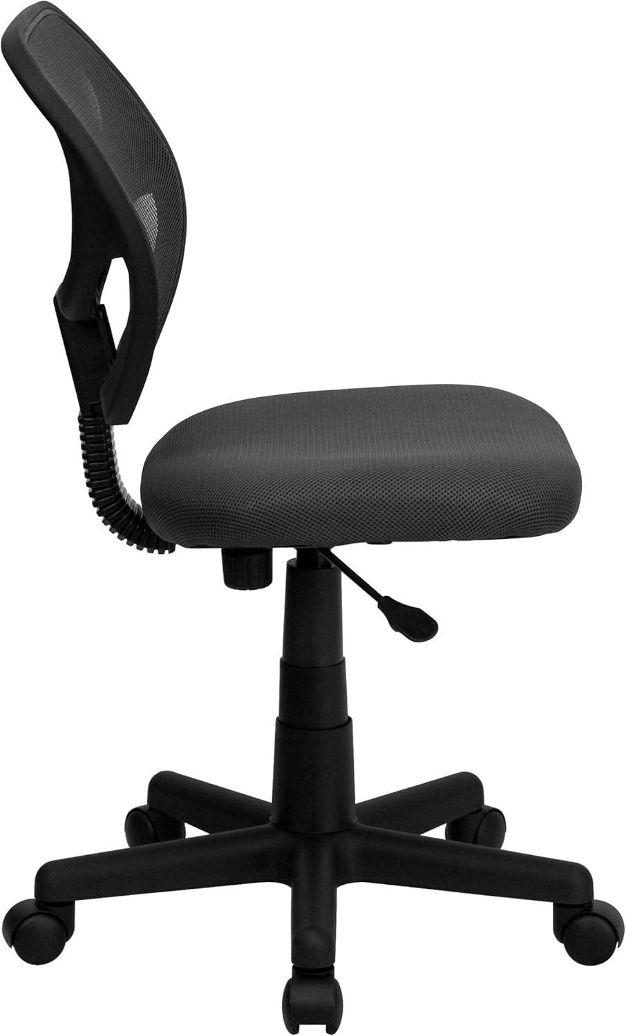 imageFlash Furniture Neri Low Back Black Mesh Swivel Task Office Chair with Curved Square BackGrey