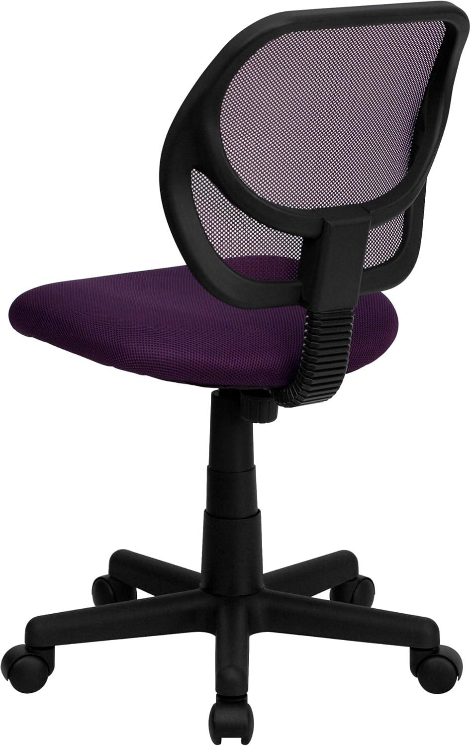 imageFlash Furniture Neri Low Back Black Mesh Swivel Task Office Chair with Curved Square BackPurple