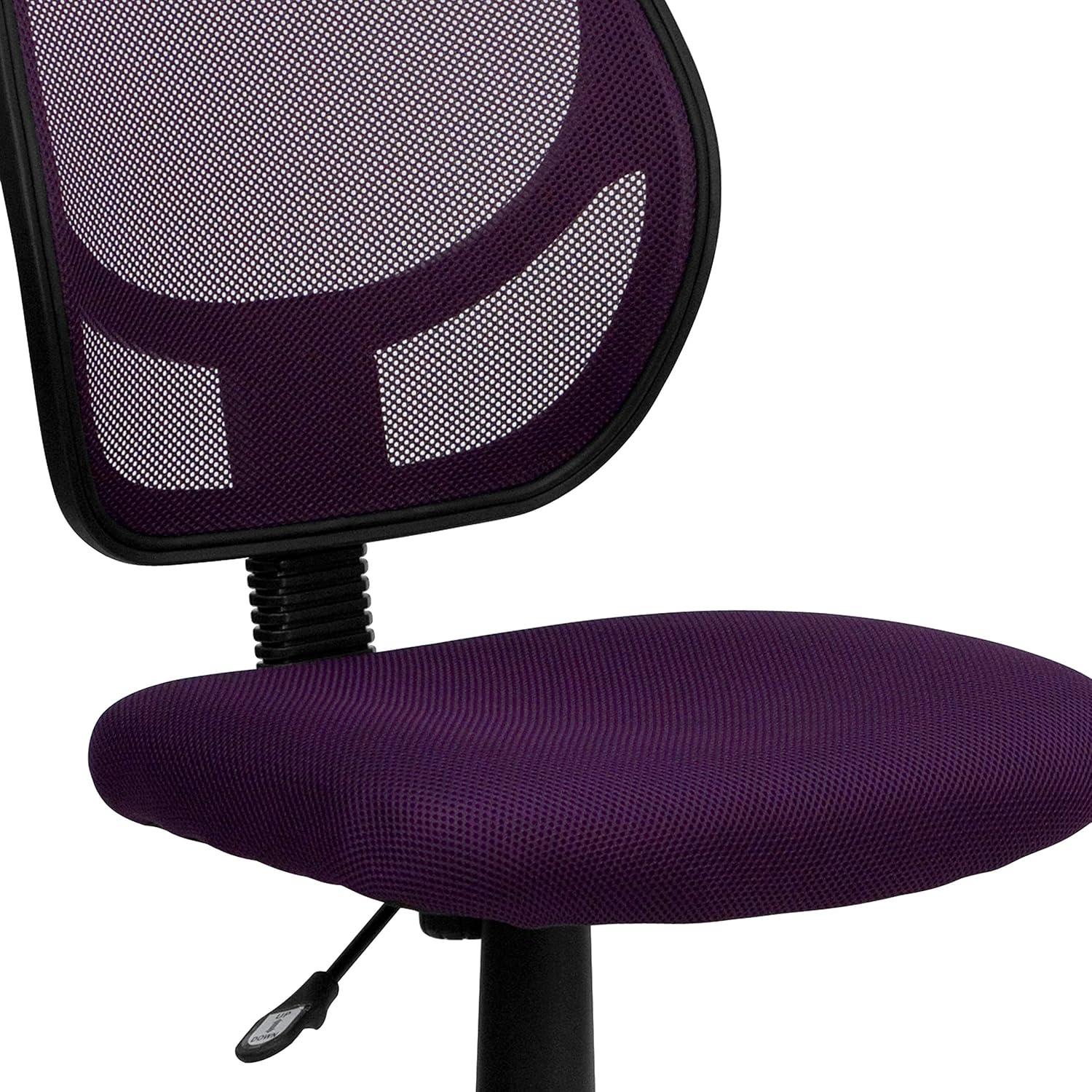 imageFlash Furniture Neri Low Back Black Mesh Swivel Task Office Chair with Curved Square BackPurple