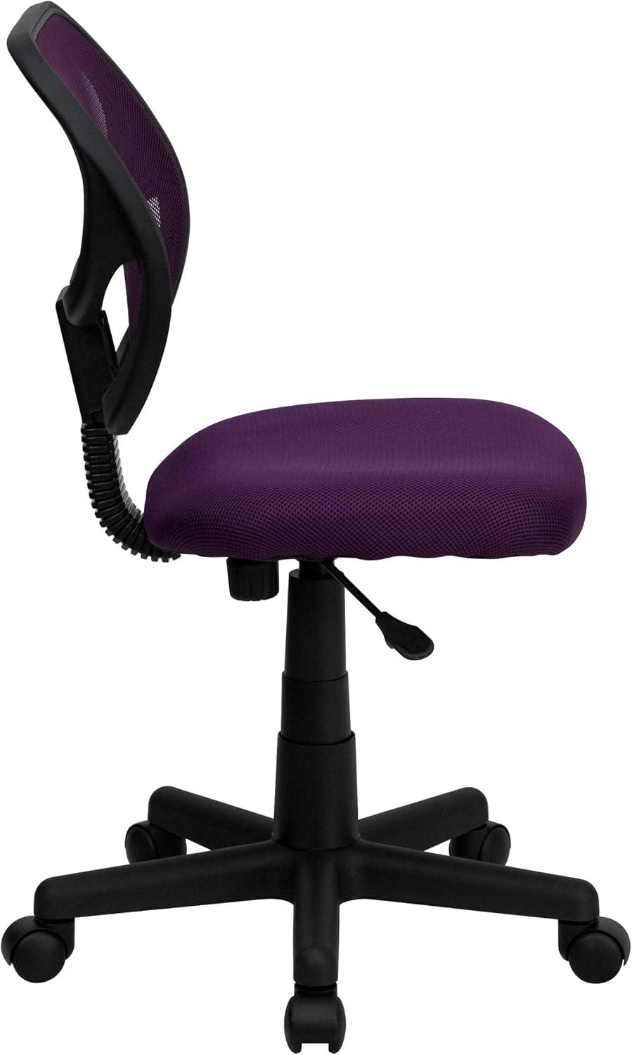 imageFlash Furniture Neri Low Back Black Mesh Swivel Task Office Chair with Curved Square BackPurple