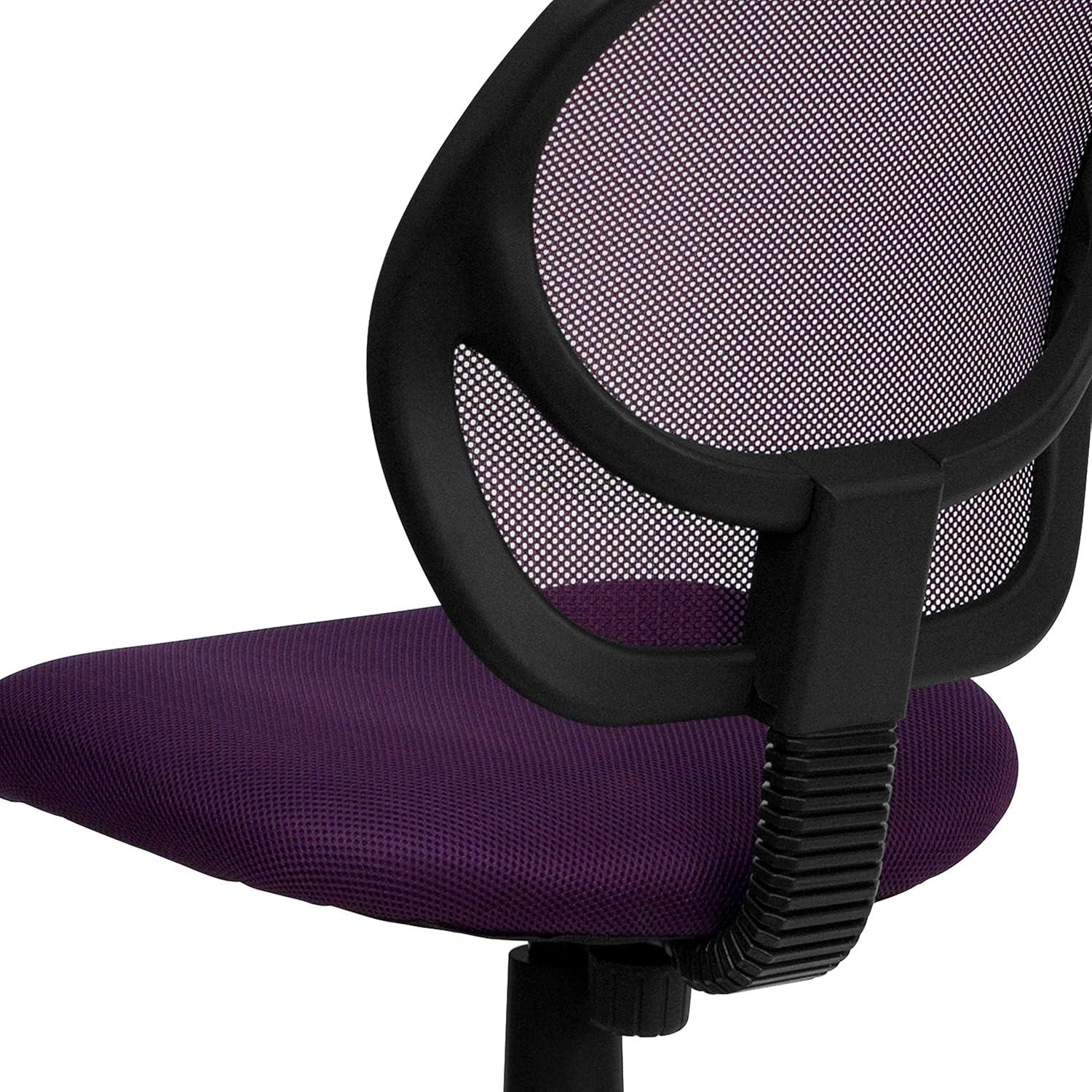 imageFlash Furniture Neri Low Back Black Mesh Swivel Task Office Chair with Curved Square BackPurple