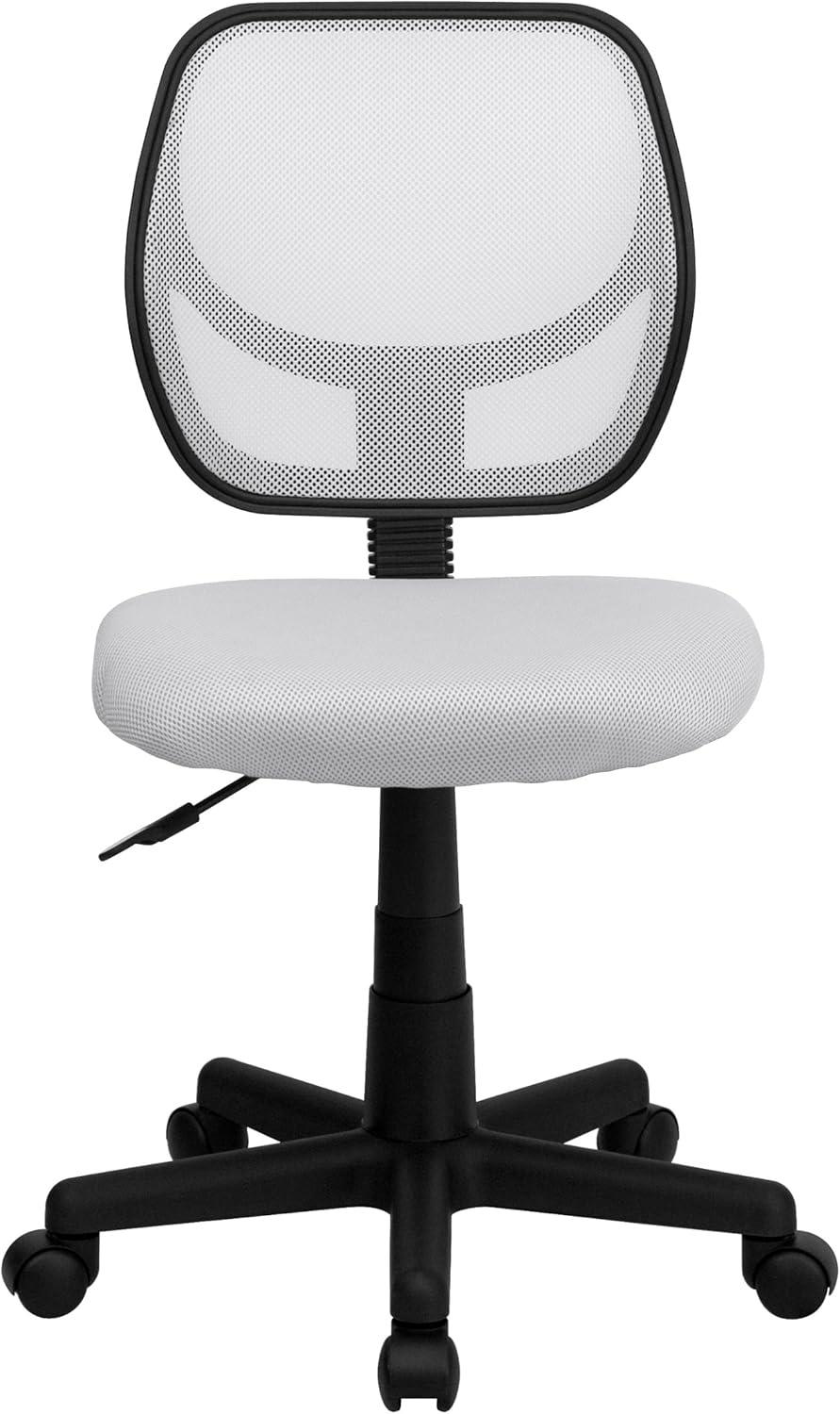 imageFlash Furniture Neri Low Back Black Mesh Swivel Task Office Chair with Curved Square BackWhite