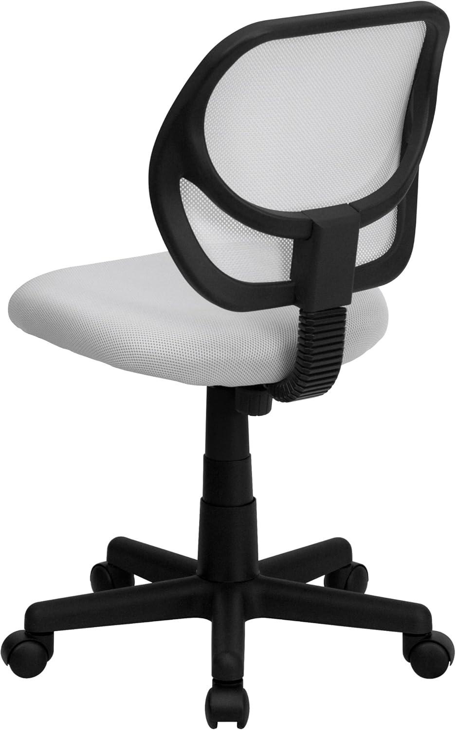 imageFlash Furniture Neri Low Back Black Mesh Swivel Task Office Chair with Curved Square BackWhite