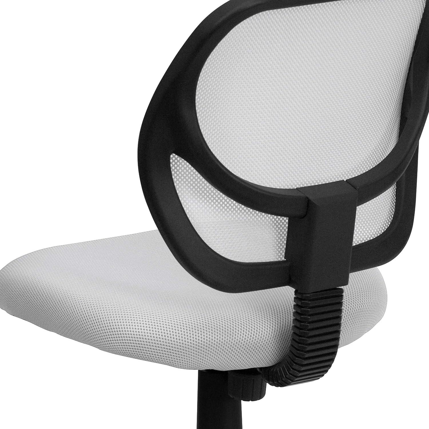 imageFlash Furniture Neri Low Back Black Mesh Swivel Task Office Chair with Curved Square BackWhite