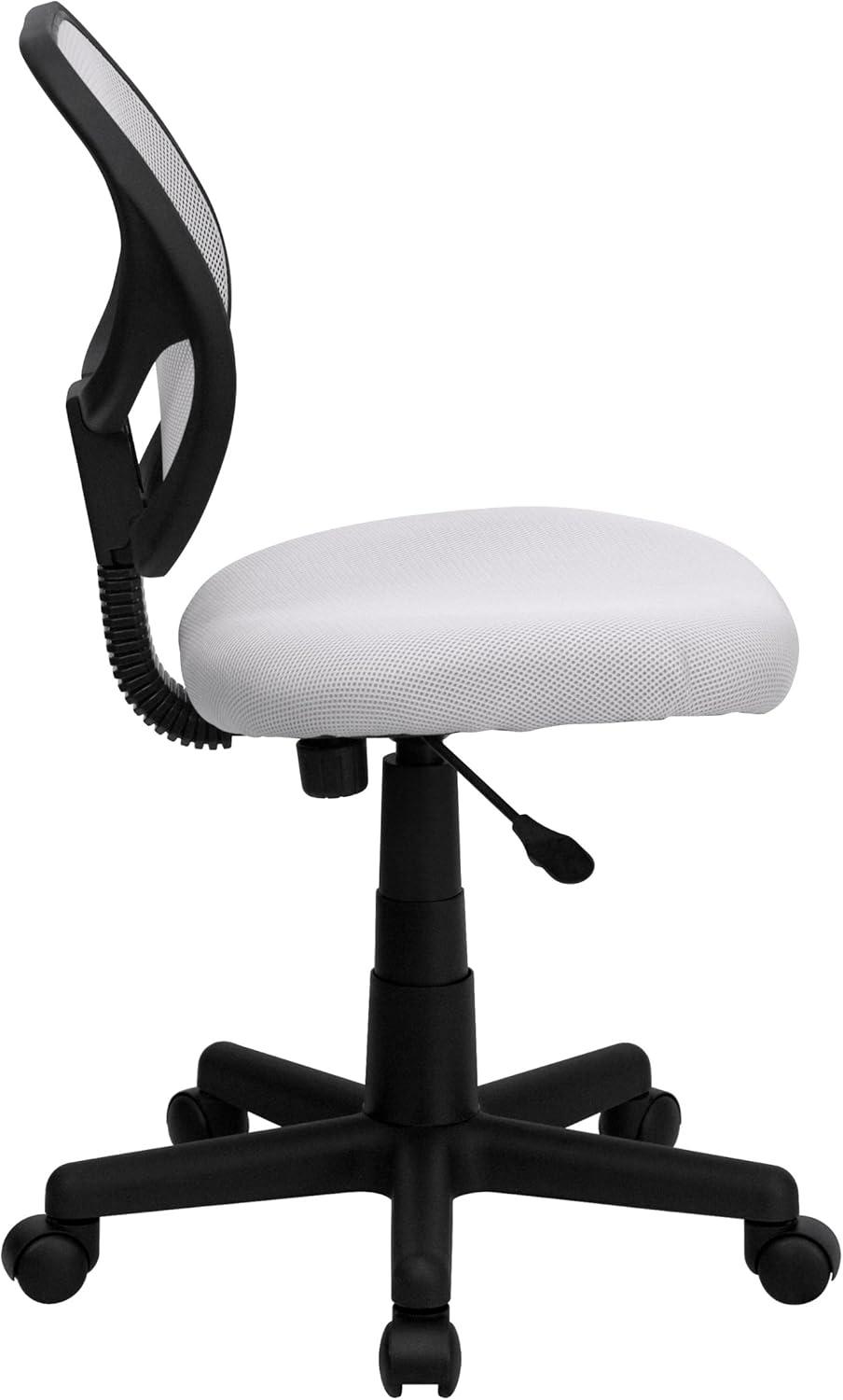 imageFlash Furniture Neri Low Back Black Mesh Swivel Task Office Chair with Curved Square BackWhite