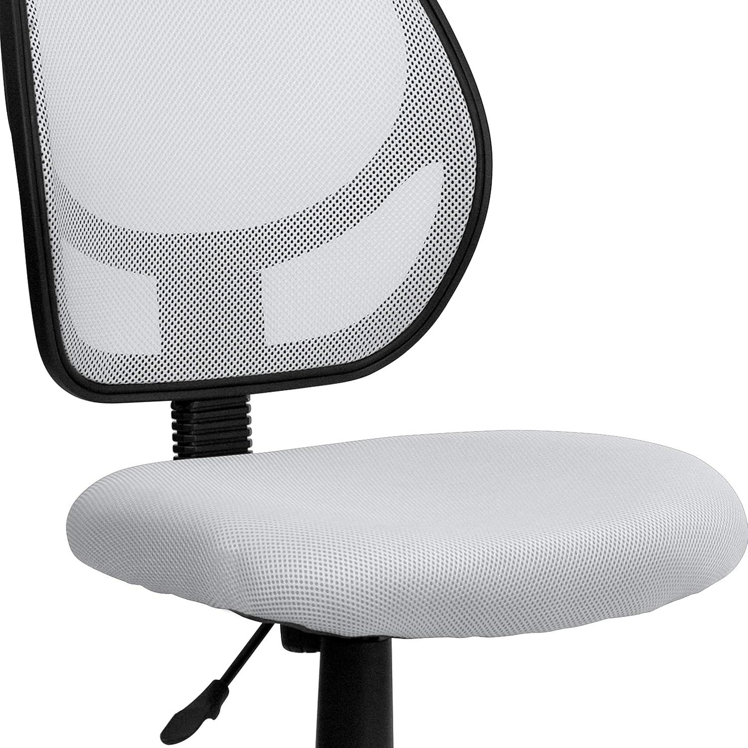 imageFlash Furniture Neri Low Back Black Mesh Swivel Task Office Chair with Curved Square BackWhite