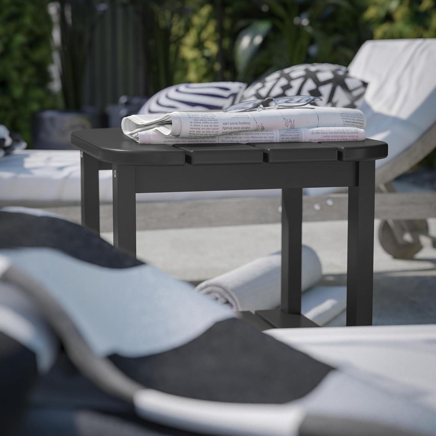 imageFlash Furniture Newport 2Tier Adirondack Side Table Recycled HDPE AllWeather Materials IndoorOutdoor RedBlack