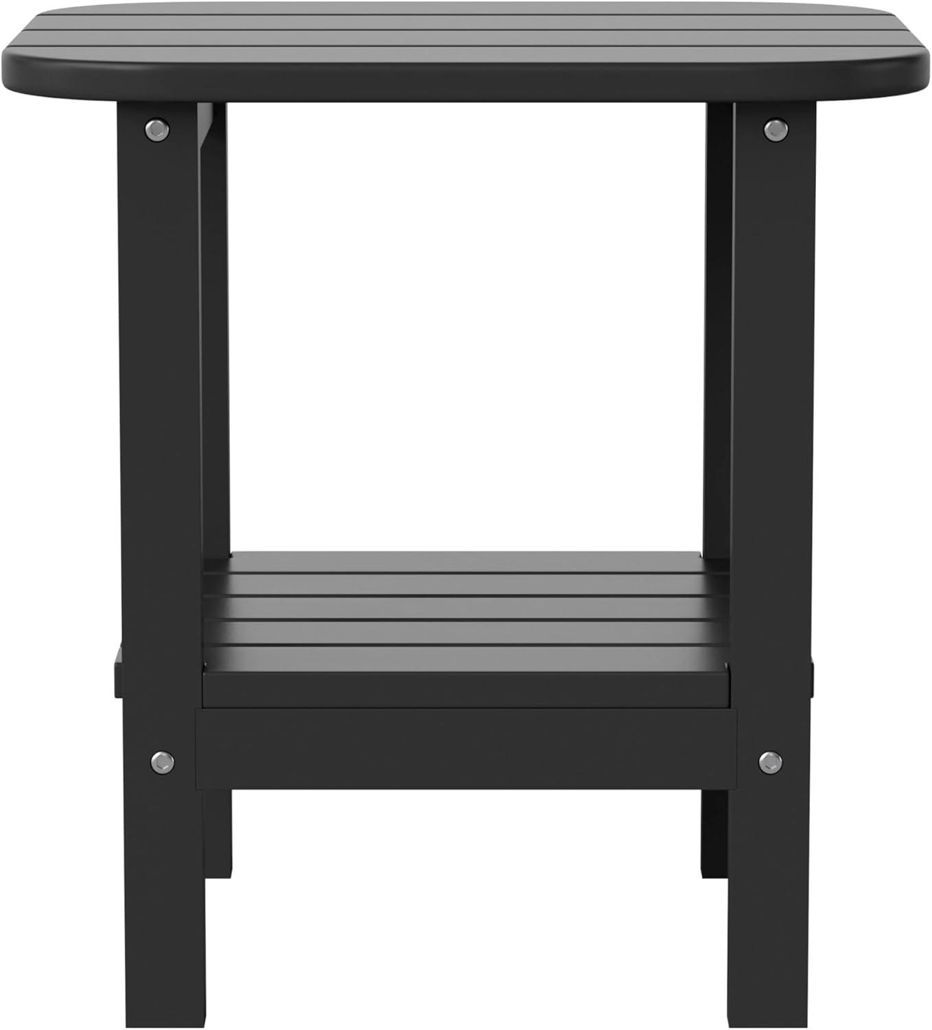 imageFlash Furniture Newport 2Tier Adirondack Side Table Recycled HDPE AllWeather Materials IndoorOutdoor RedBlack