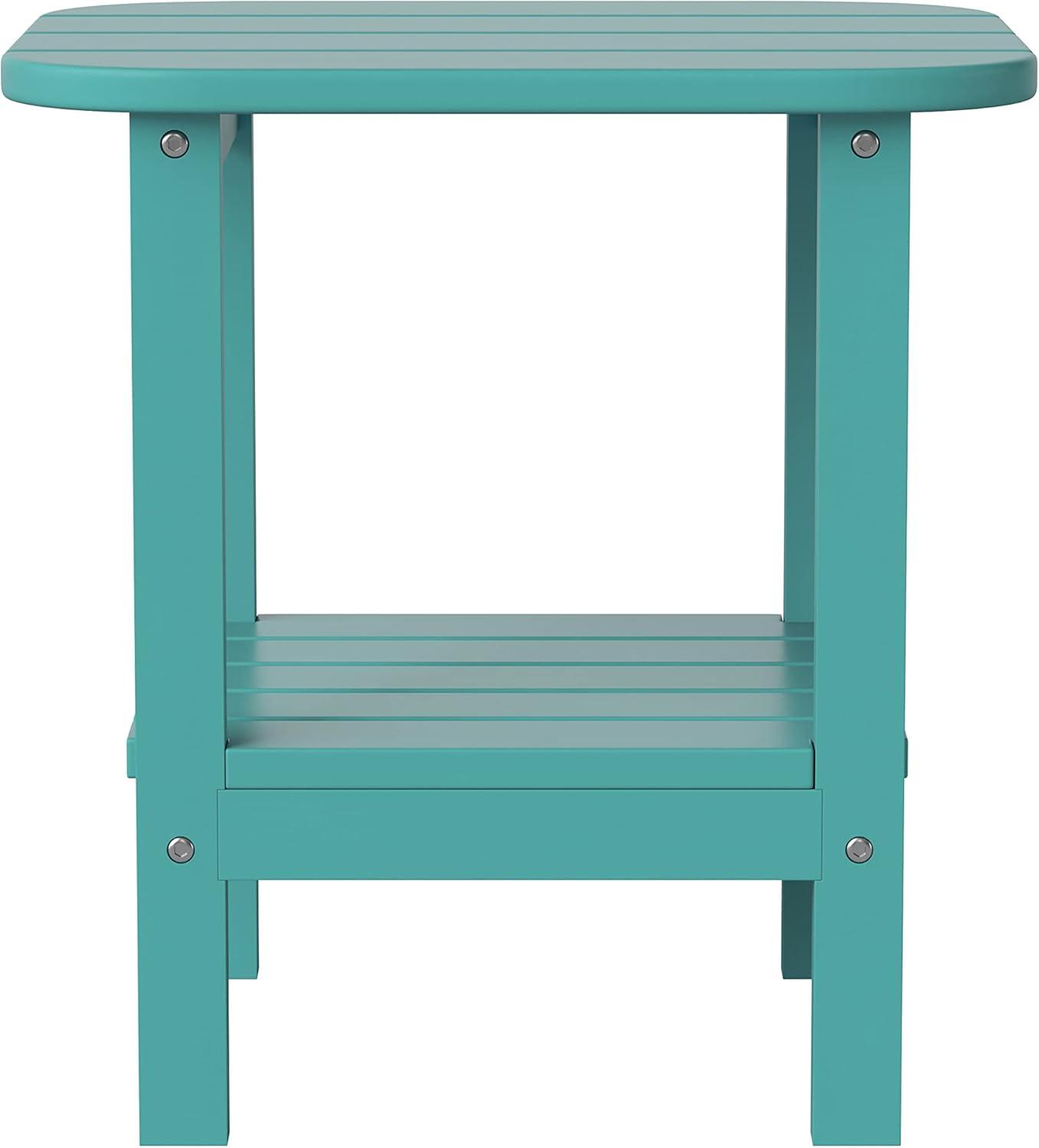 imageFlash Furniture Newport 2Tier Adirondack Side Table Recycled HDPE AllWeather Materials IndoorOutdoor RedBlue