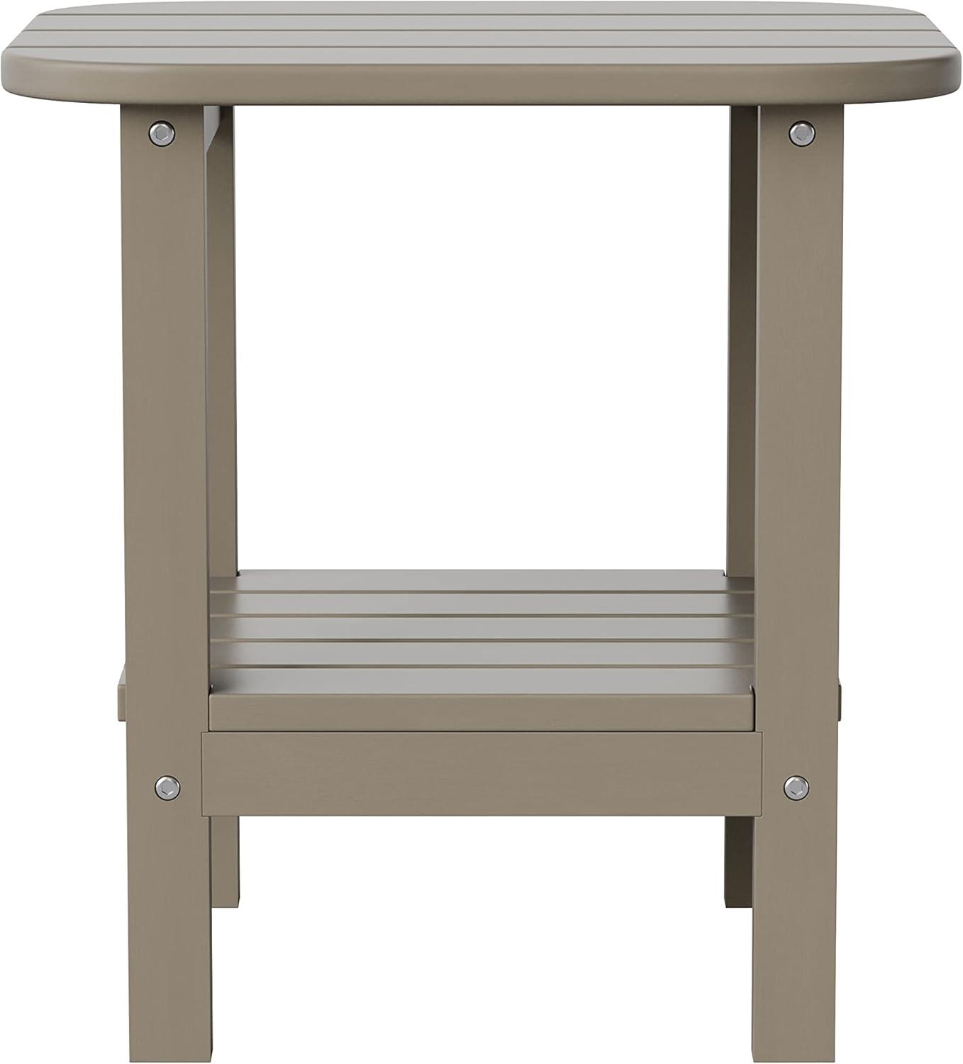 imageFlash Furniture Newport 2Tier Adirondack Side Table Recycled HDPE AllWeather Materials IndoorOutdoor RedBrown