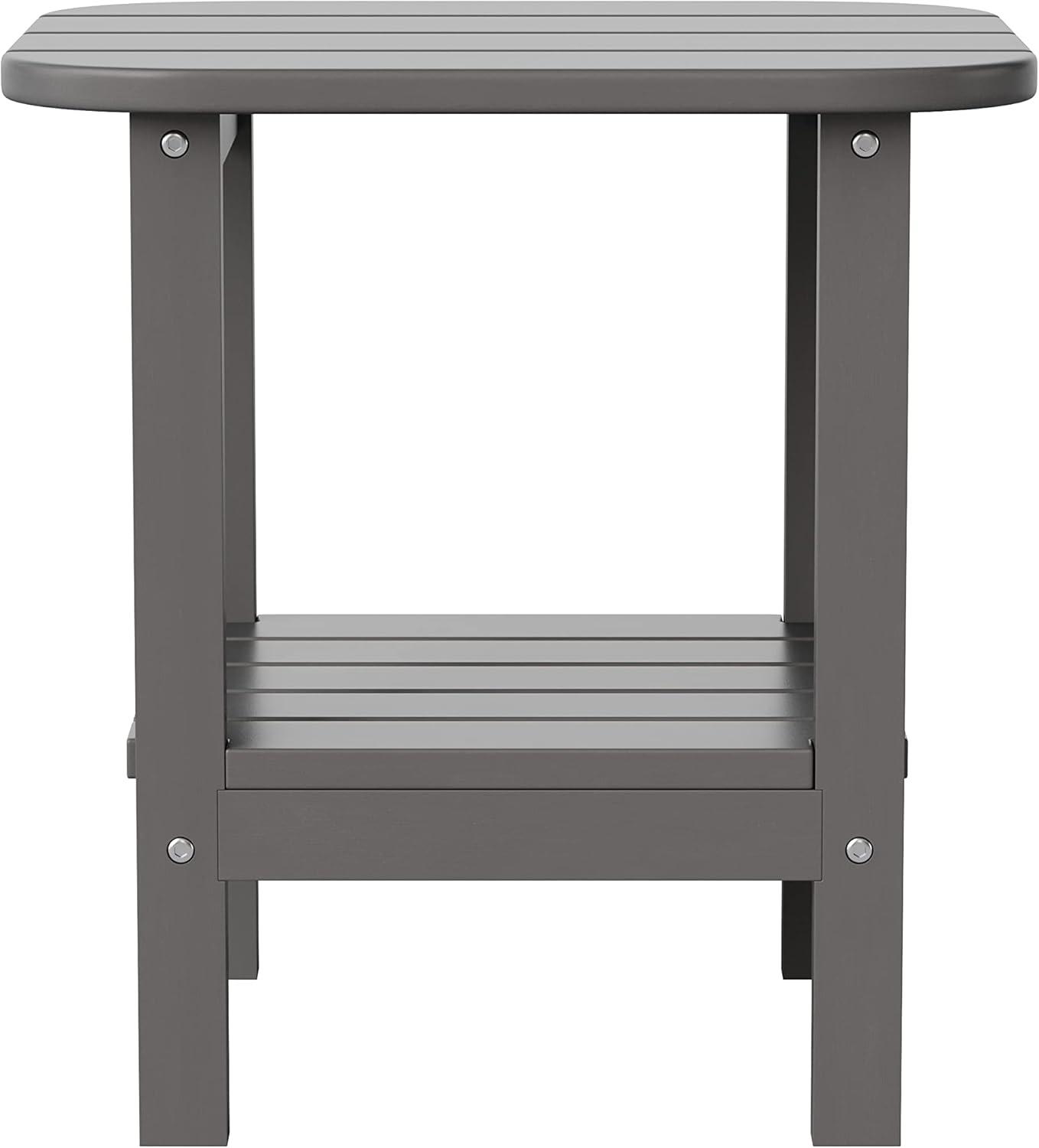 imageFlash Furniture Newport 2Tier Adirondack Side Table Recycled HDPE AllWeather Materials IndoorOutdoor RedGrey