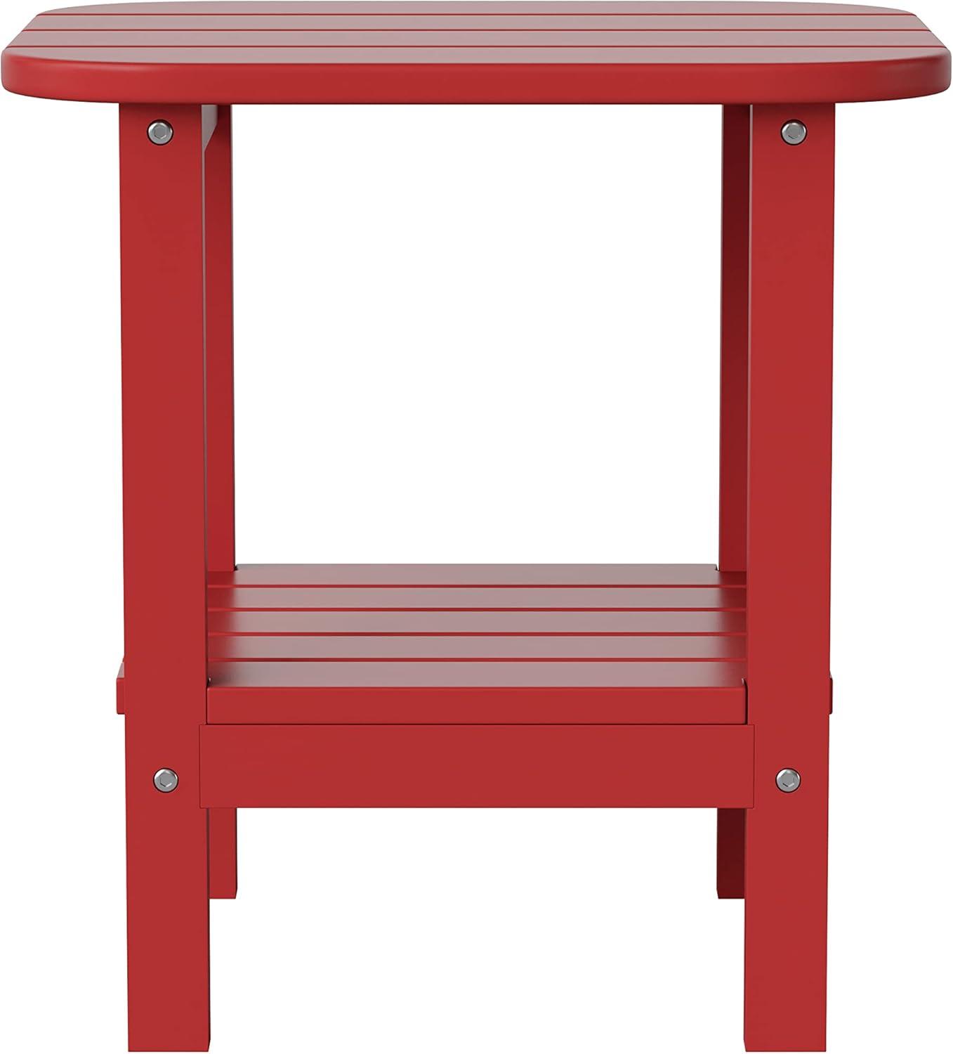 imageFlash Furniture Newport 2Tier Adirondack Side Table Recycled HDPE AllWeather Materials IndoorOutdoor RedRed