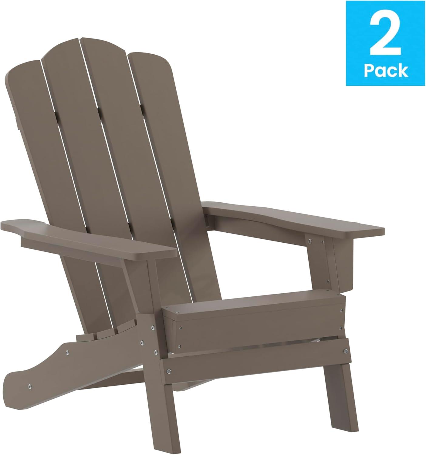 imageFlash Furniture Newport Adirondack Chair with Cup Holder Weather Resistant Poly Resin Adirondack Chair BlueBrown