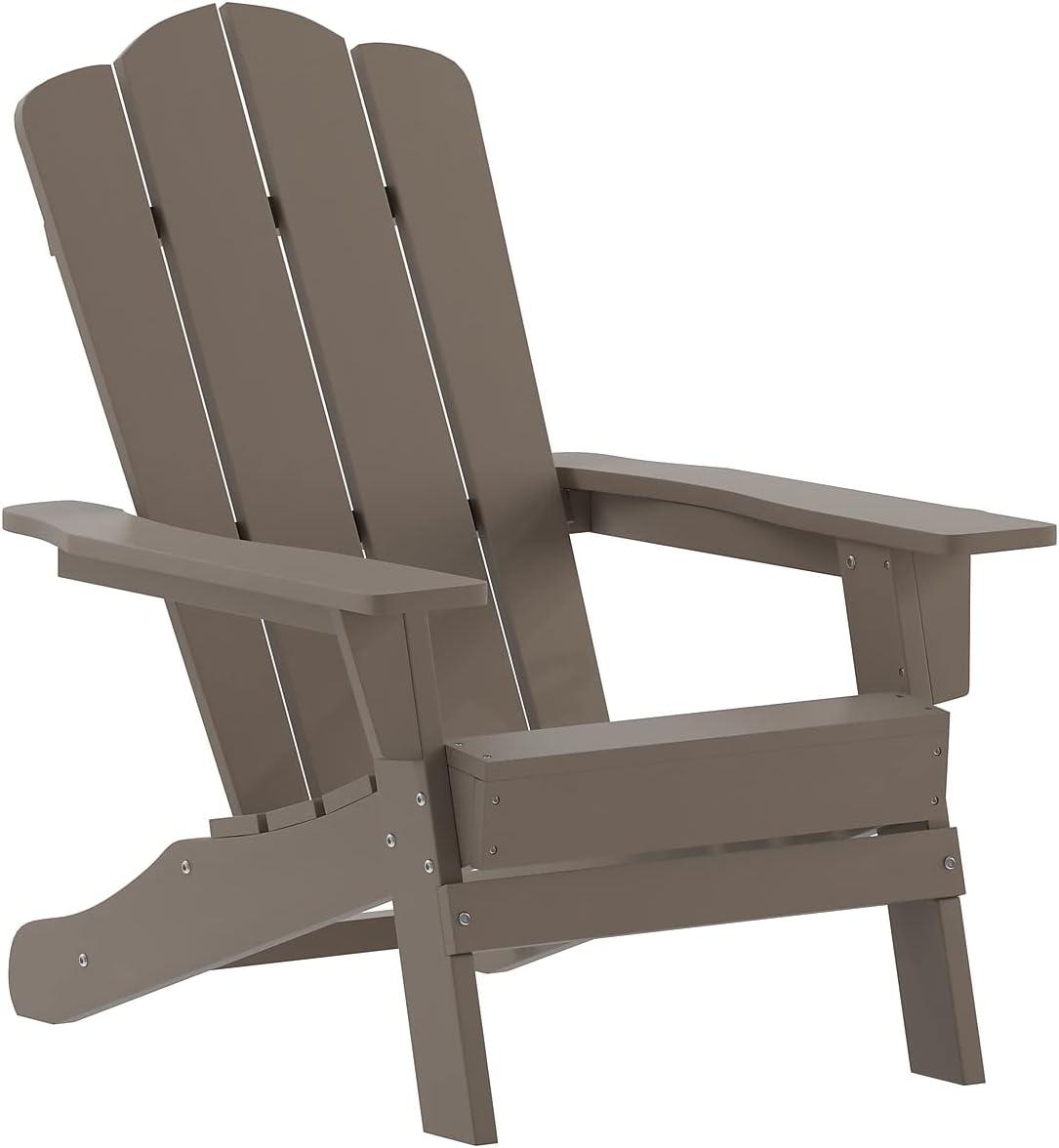 imageFlash Furniture Newport Adirondack Chair with Cup Holder Weather Resistant Poly Resin Adirondack Chair BlueBrown