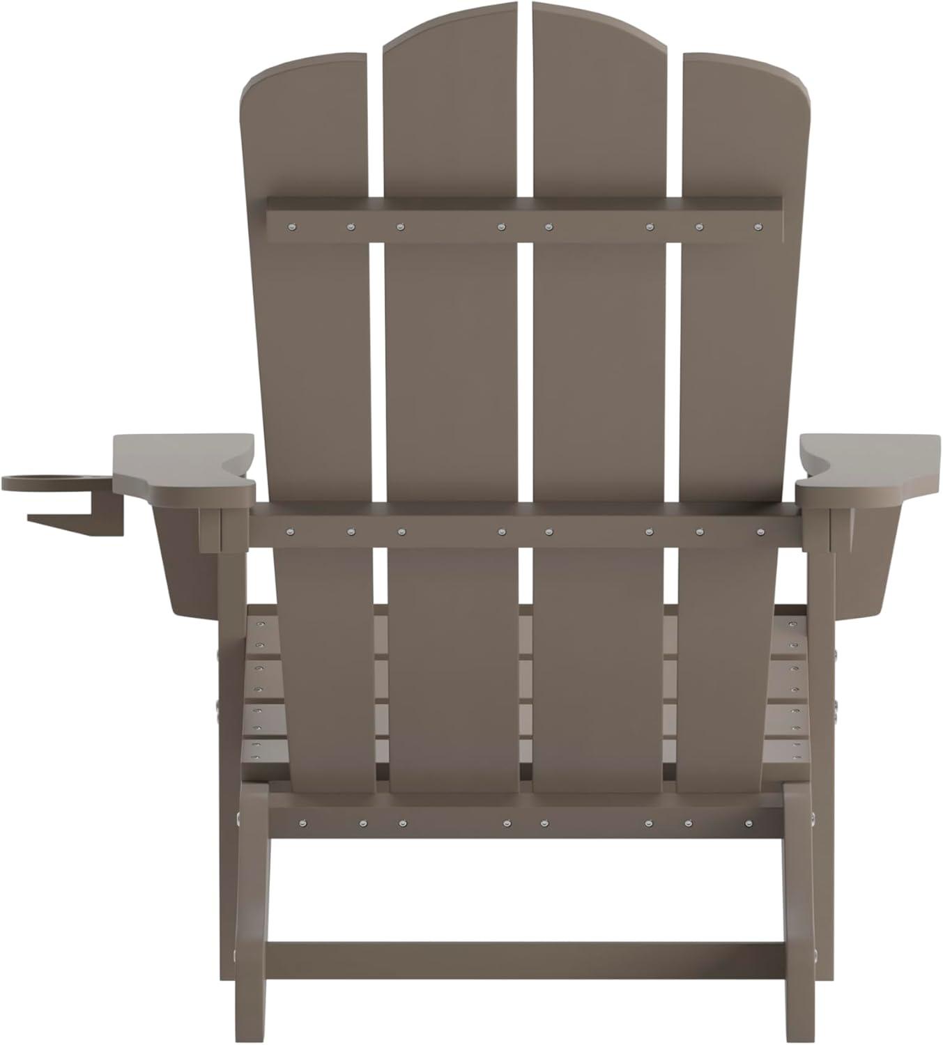imageFlash Furniture Newport Adirondack Chair with Cup Holder Weather Resistant Poly Resin Adirondack Chair BlueBrown