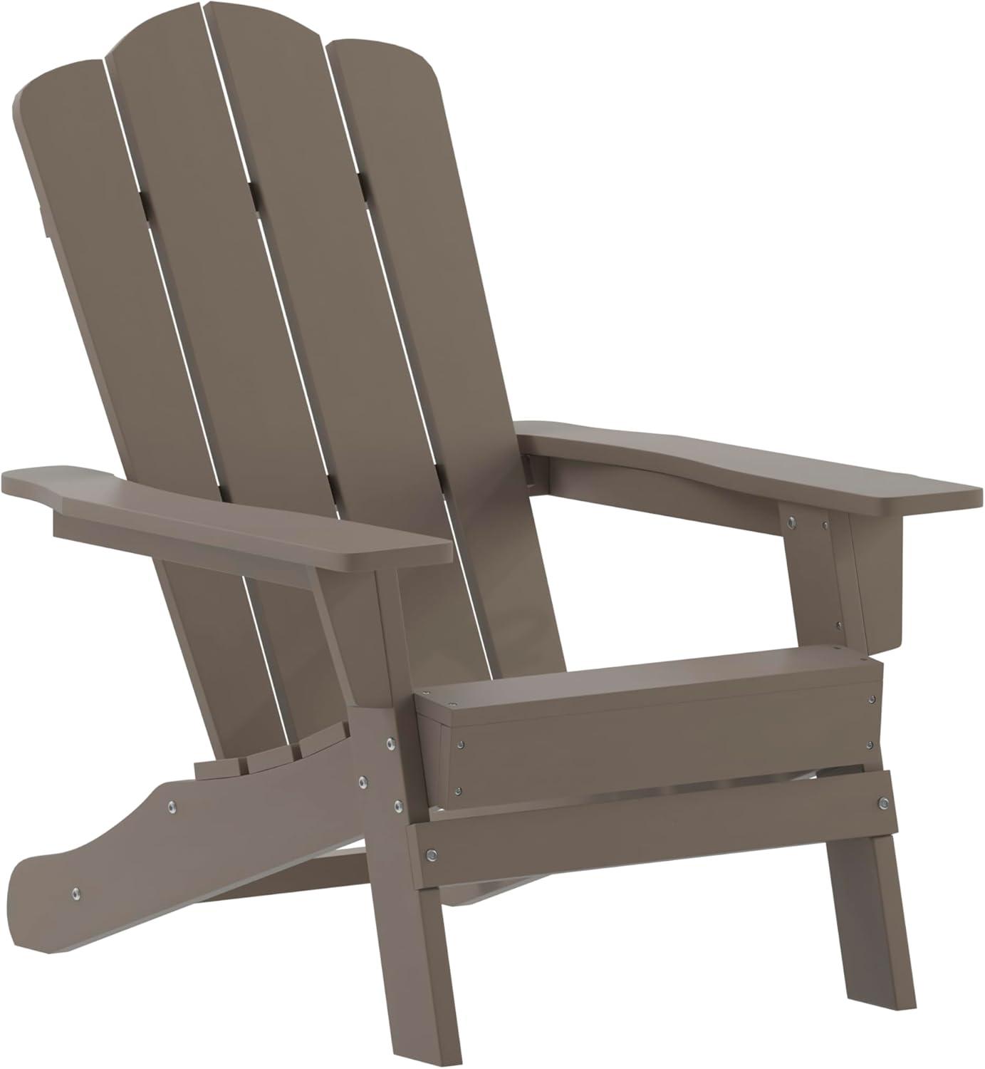 imageFlash Furniture Newport Adirondack Chair with Cup Holder Weather Resistant Poly Resin Adirondack Chair BlueBrown