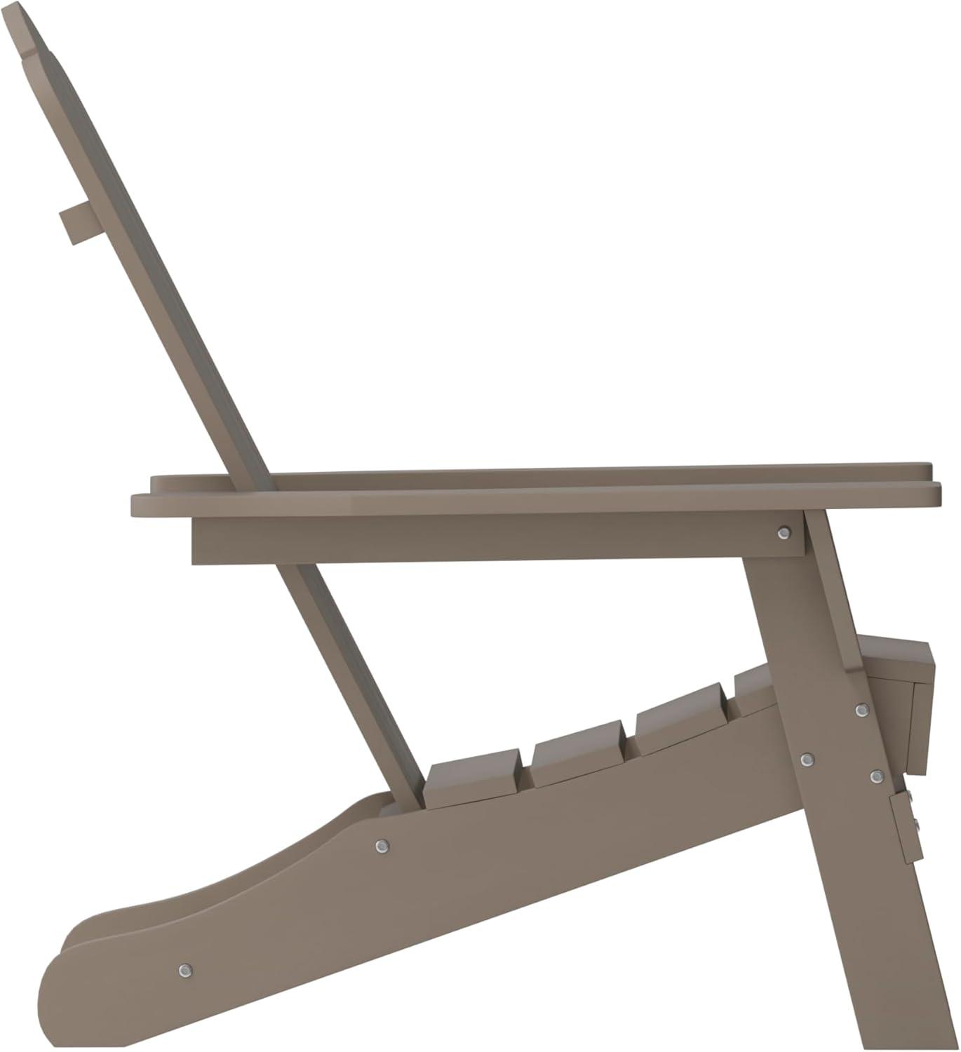 imageFlash Furniture Newport Adirondack Chair with Cup Holder Weather Resistant Poly Resin Adirondack Chair BlueBrown