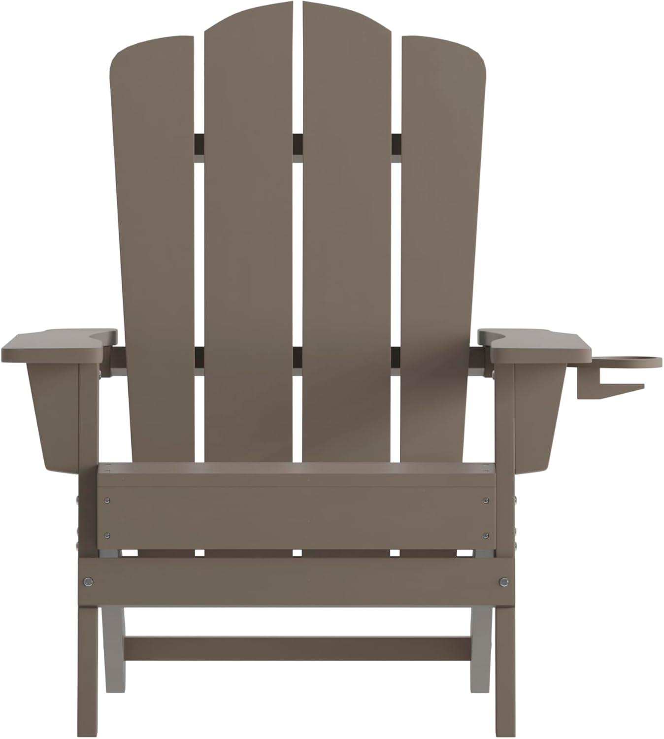 imageFlash Furniture Newport Adirondack Chair with Cup Holder Weather Resistant Poly Resin Adirondack Chair BlueBrown