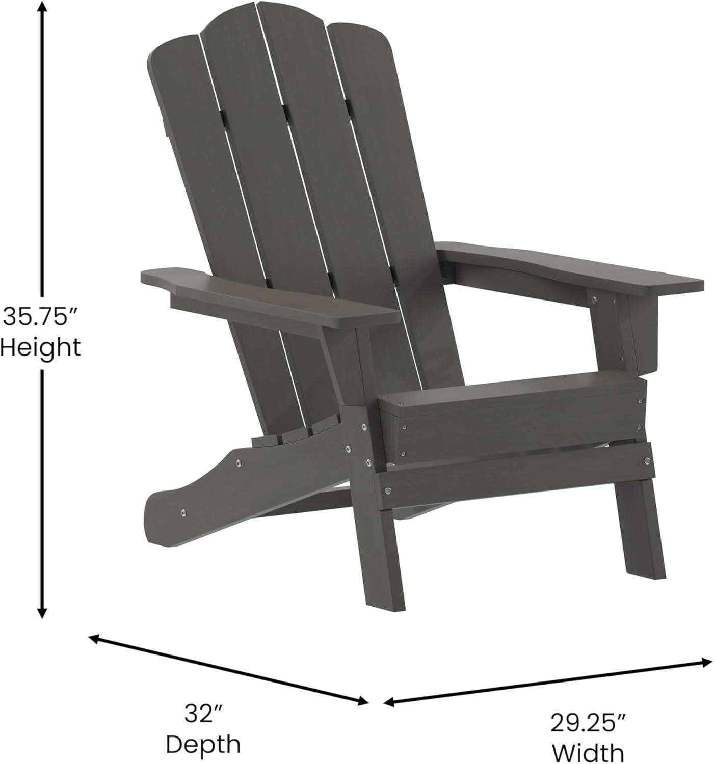 imageFlash Furniture Newport Adirondack Chair with Cup Holder Weather Resistant Poly Resin Adirondack Chair BlueGrey