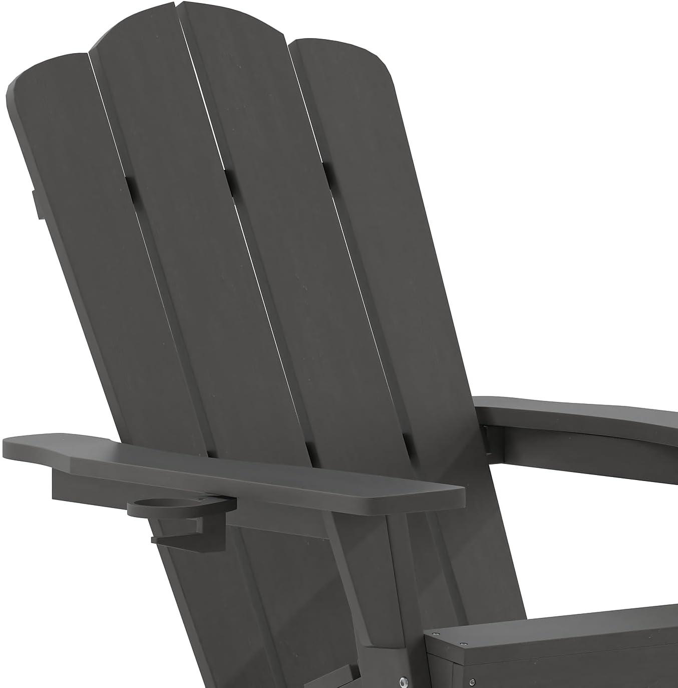 imageFlash Furniture Newport Adirondack Rocking Chairs with Cup Holder Weather Resistant Poly Resin Adirondack Rocking Chairs Set of 2 RedGrey