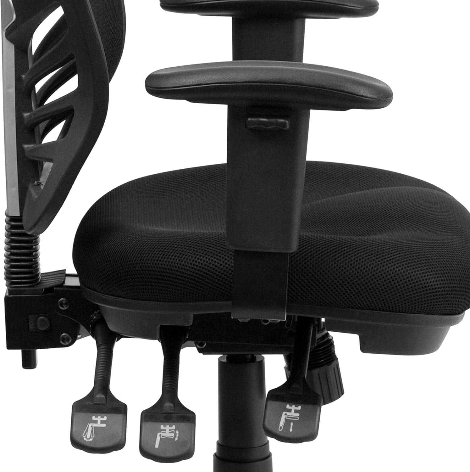 imageFlash Furniture Nicholas MidBack Swivel Desk Chair with Wheels Mesh Back Padded Seat and Armrests Adjustable Height Mesh Ergonomic Office Chair BlackBlack