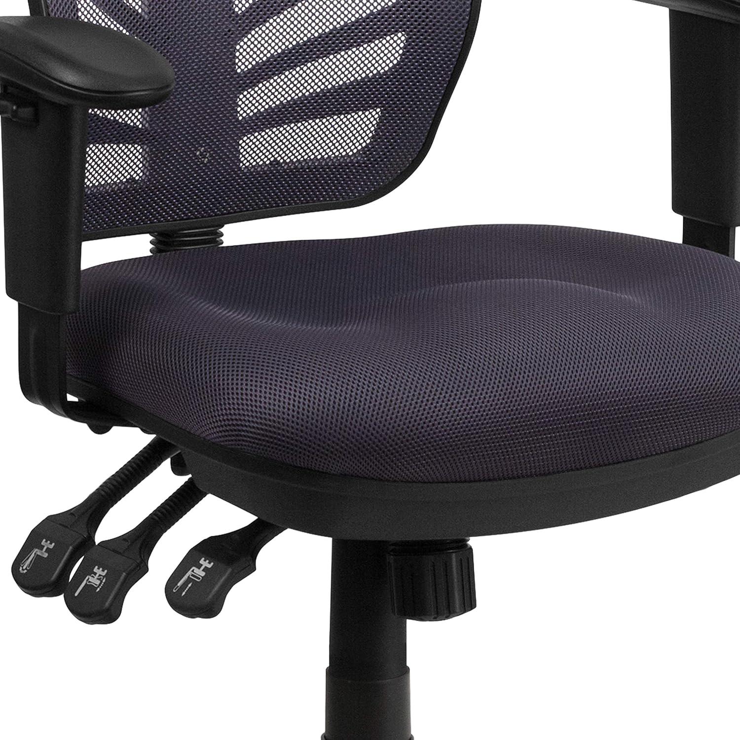 imageFlash Furniture Nicholas MidBack Swivel Desk Chair with Wheels Mesh Back Padded Seat and Armrests Adjustable Height Mesh Ergonomic Office Chair BlackDark Gray