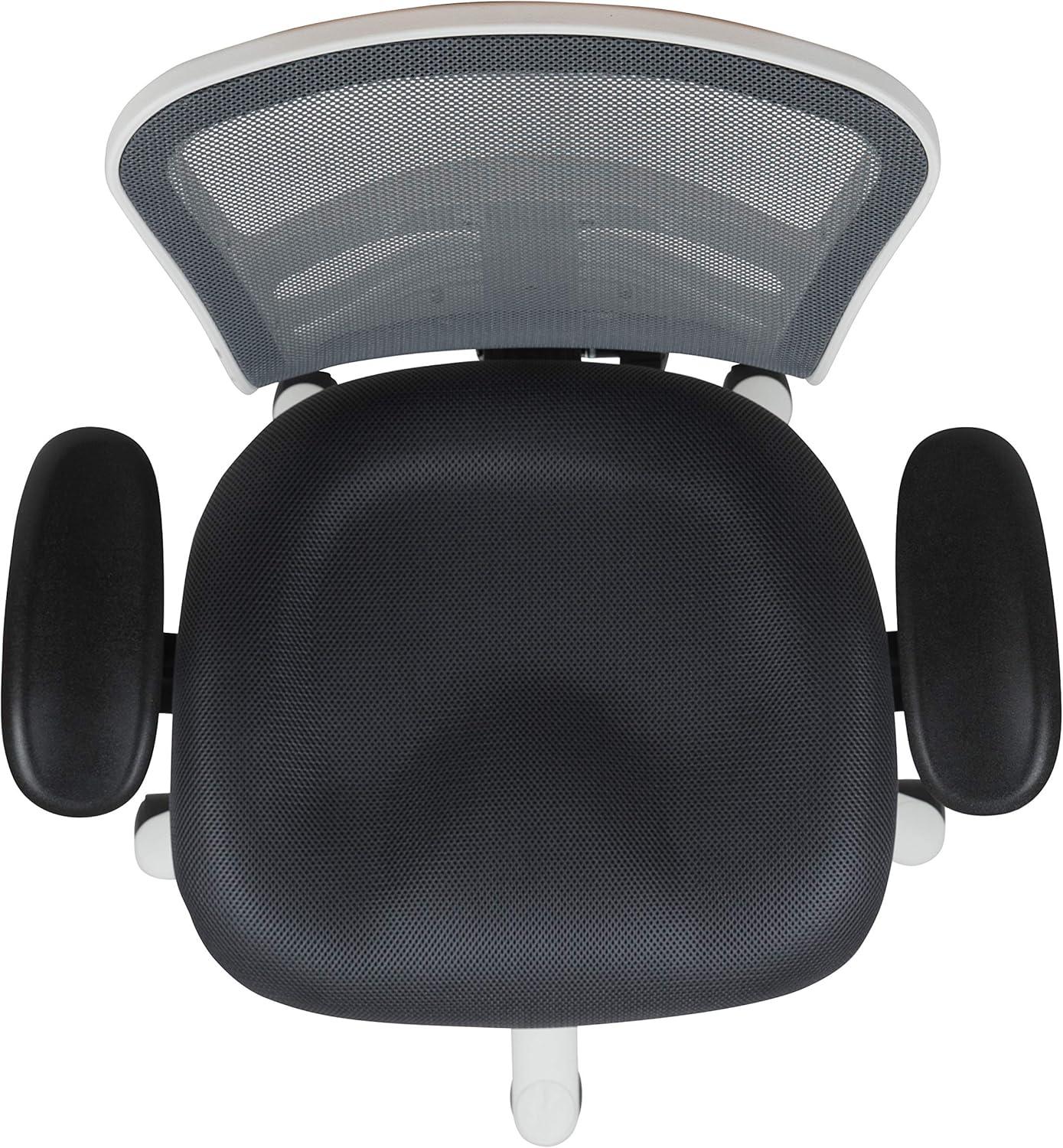 imageFlash Furniture Nicholas MidBack Swivel Desk Chair with Wheels Mesh Back Padded Seat and Armrests Adjustable Height Mesh Ergonomic Office Chair BlackDark Gray MeshWhite Frame