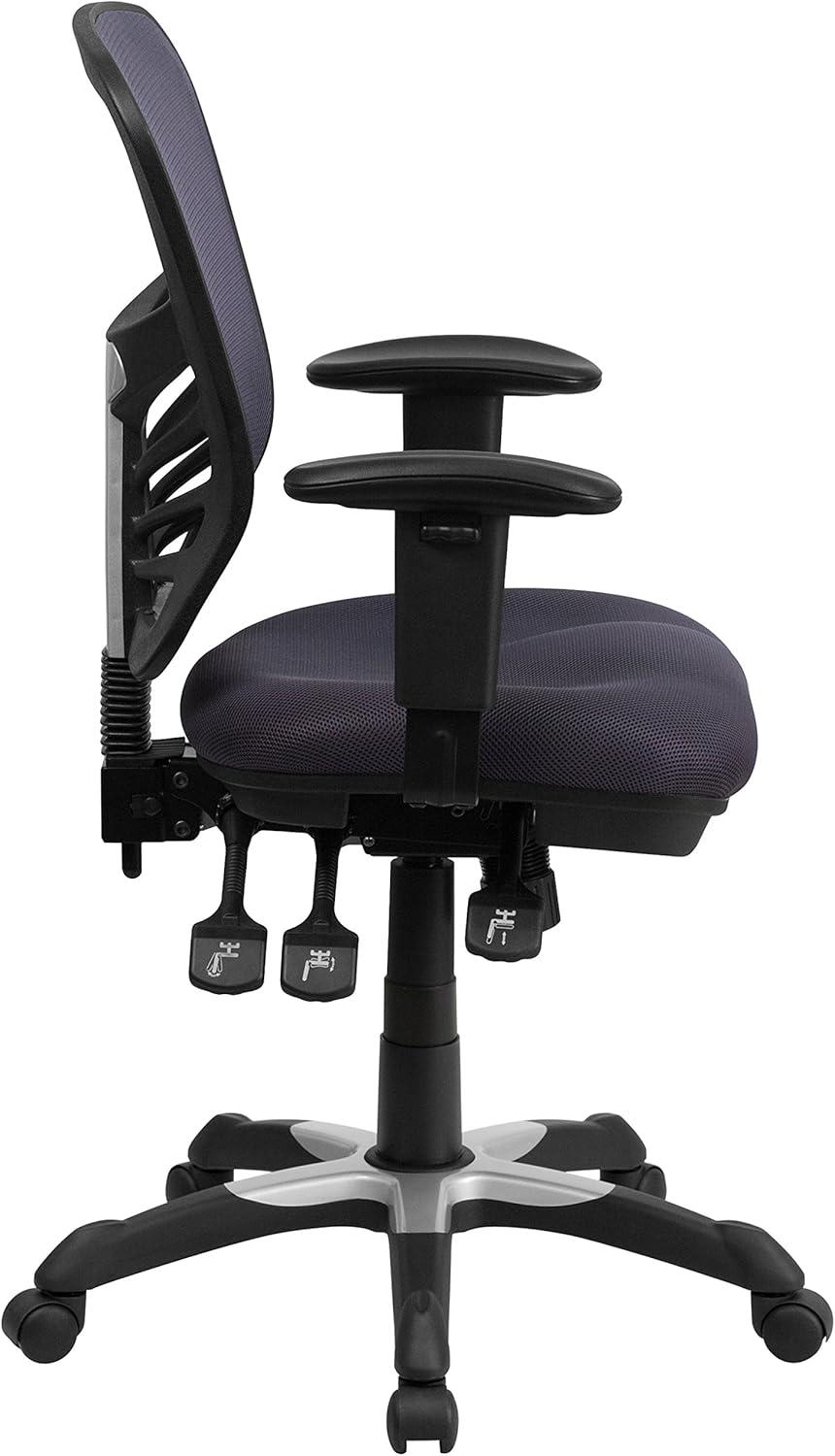imageFlash Furniture Nicholas MidBack Swivel Desk Chair with Wheels Mesh Back Padded Seat and Armrests Adjustable Height Mesh Ergonomic Office Chair BlackDark Gray