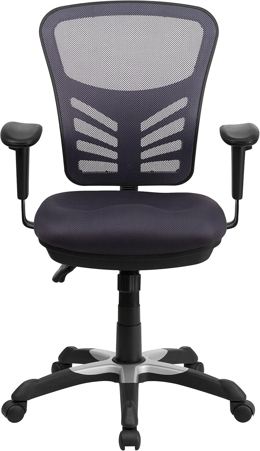 imageFlash Furniture Nicholas MidBack Swivel Desk Chair with Wheels Mesh Back Padded Seat and Armrests Adjustable Height Mesh Ergonomic Office Chair BlackDark Gray