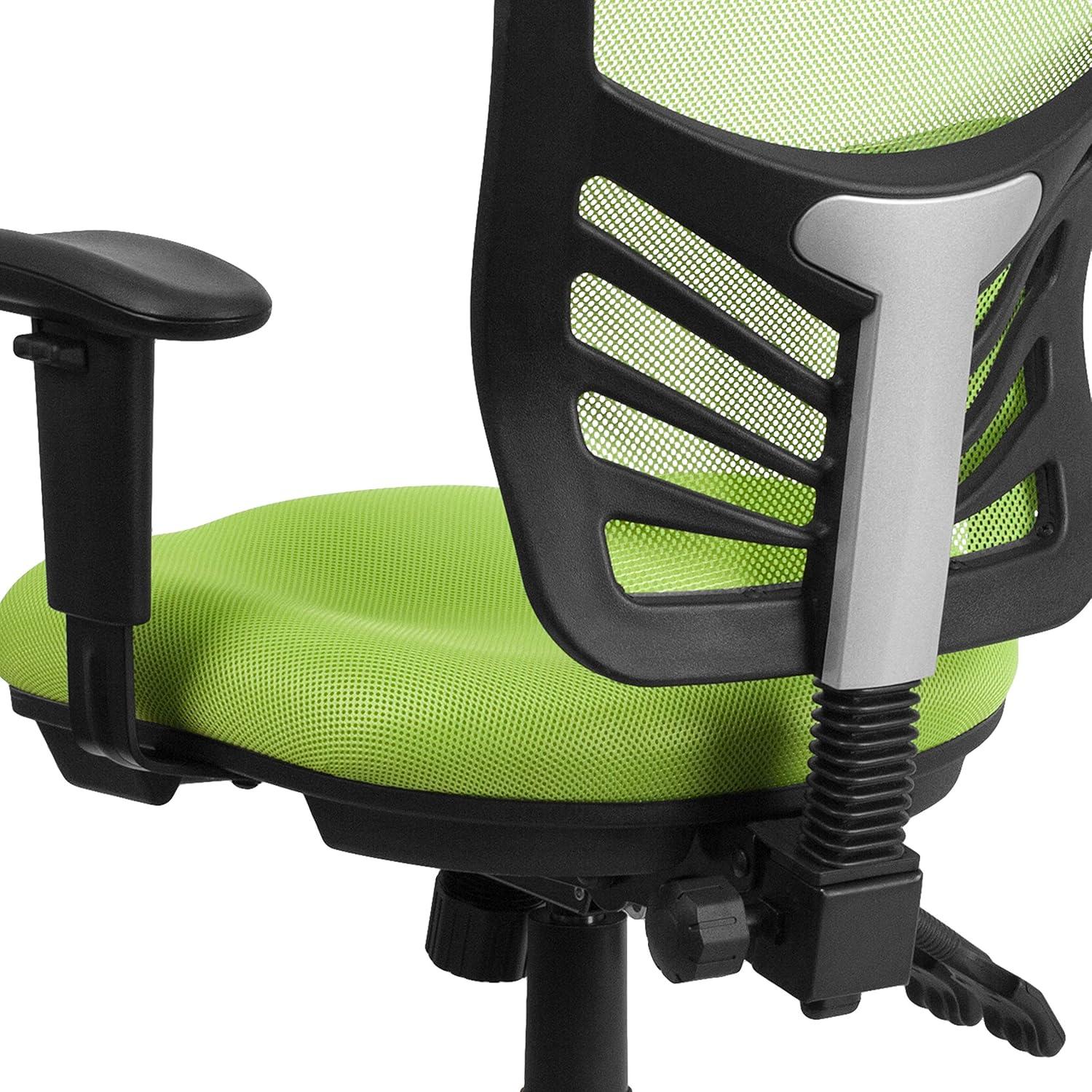 imageFlash Furniture Nicholas MidBack Swivel Desk Chair with Wheels Mesh Back Padded Seat and Armrests Adjustable Height Mesh Ergonomic Office Chair BlackGreen