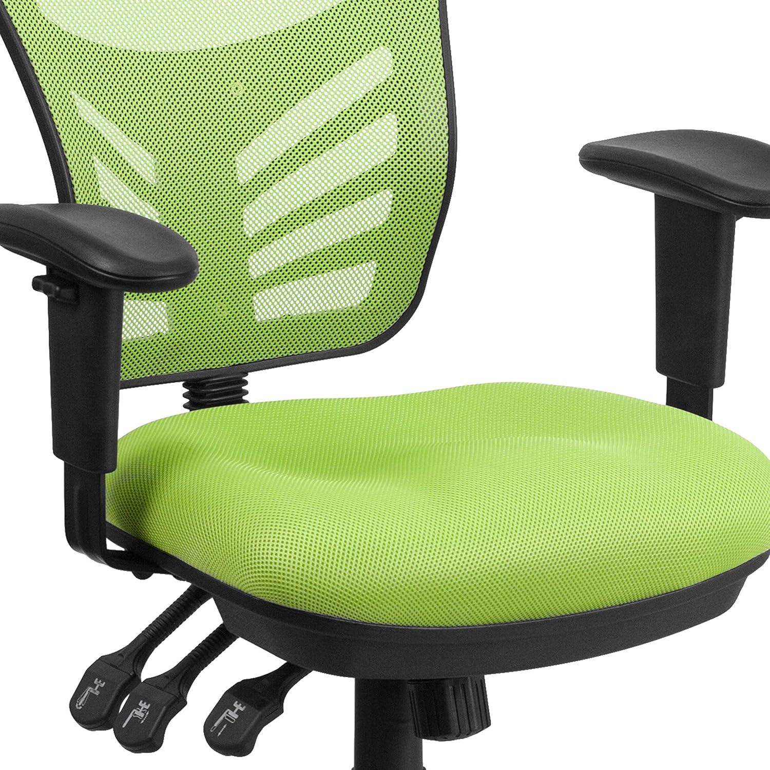 imageFlash Furniture Nicholas MidBack Swivel Desk Chair with Wheels Mesh Back Padded Seat and Armrests Adjustable Height Mesh Ergonomic Office Chair BlackGreen