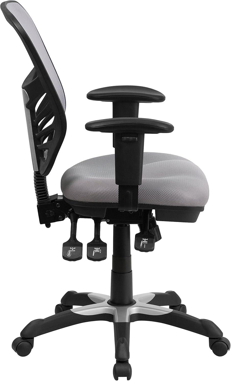 imageFlash Furniture Nicholas MidBack Swivel Desk Chair with Wheels Mesh Back Padded Seat and Armrests Adjustable Height Mesh Ergonomic Office Chair BlackGrey