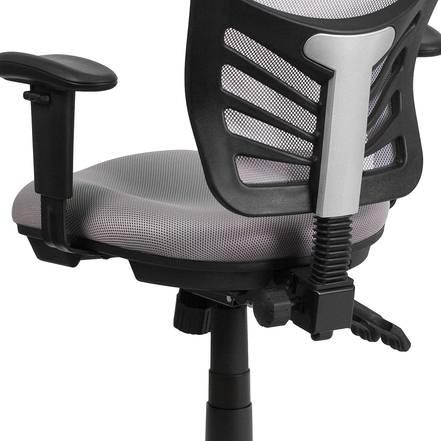 imageFlash Furniture Nicholas MidBack Swivel Desk Chair with Wheels Mesh Back Padded Seat and Armrests Adjustable Height Mesh Ergonomic Office Chair BlackGrey