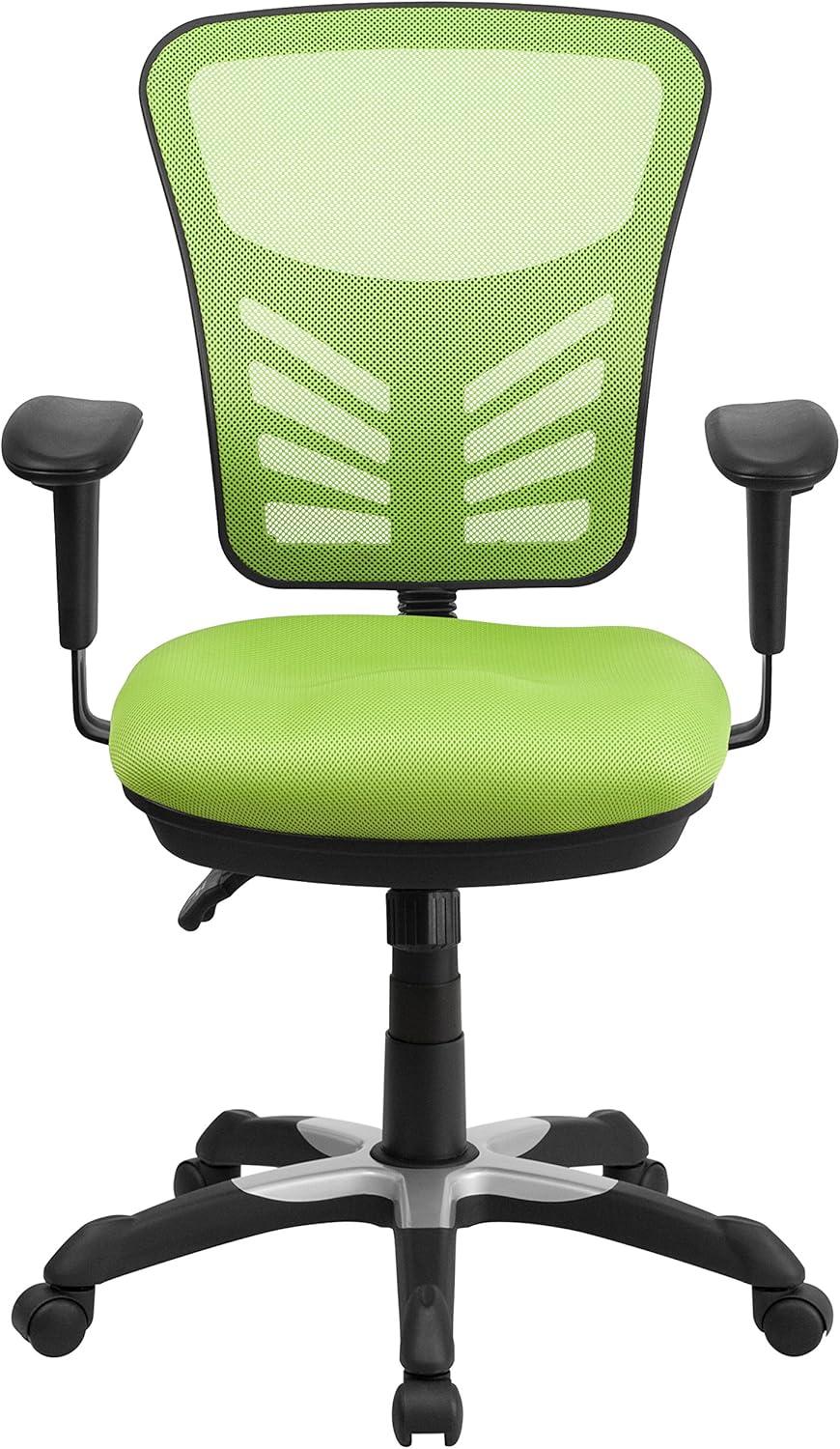 imageFlash Furniture Nicholas MidBack Swivel Desk Chair with Wheels Mesh Back Padded Seat and Armrests Adjustable Height Mesh Ergonomic Office Chair BlackGreen