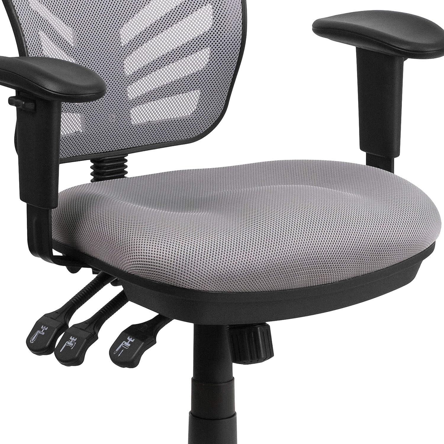imageFlash Furniture Nicholas MidBack Swivel Desk Chair with Wheels Mesh Back Padded Seat and Armrests Adjustable Height Mesh Ergonomic Office Chair BlackGrey