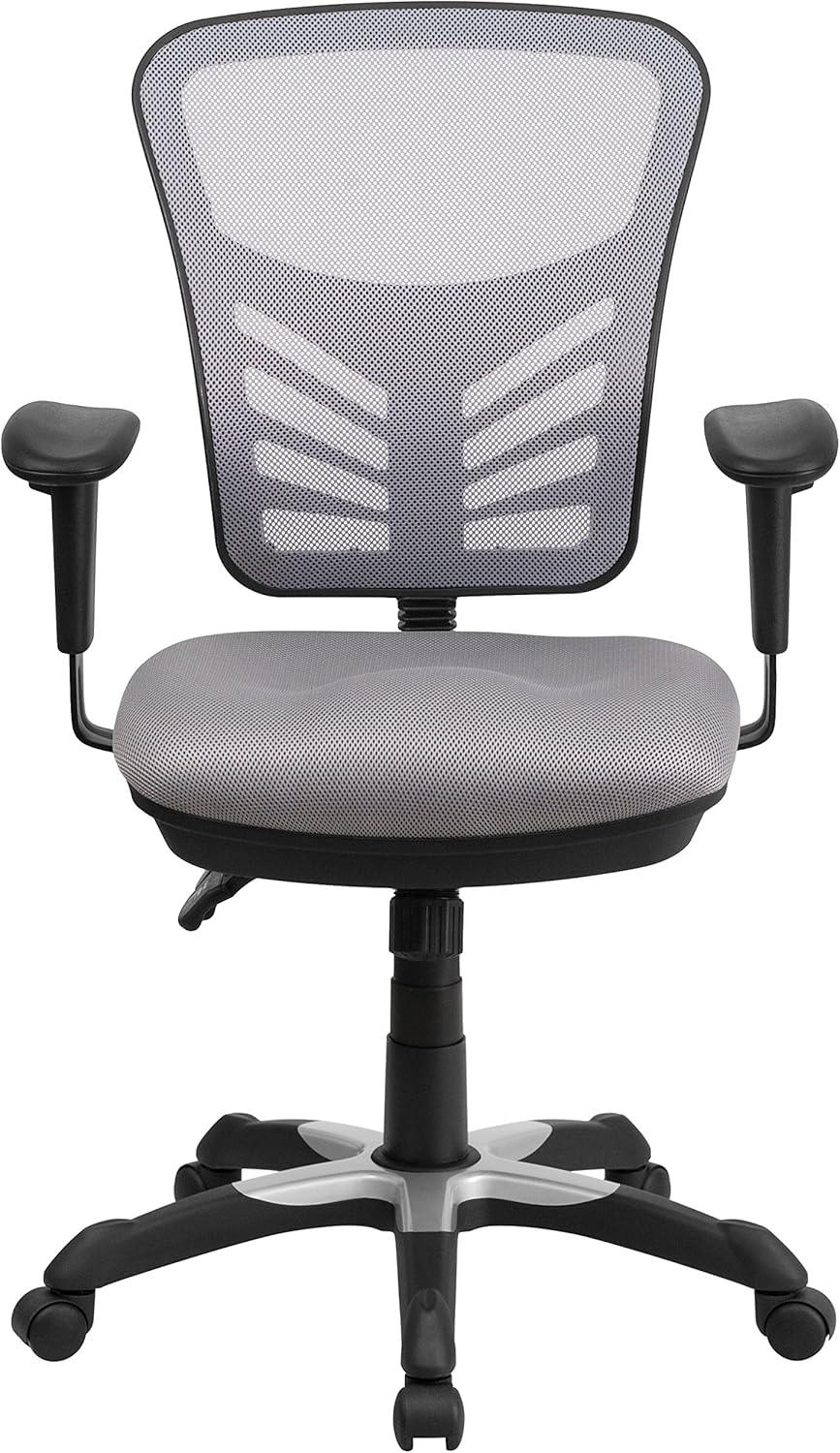 imageFlash Furniture Nicholas MidBack Swivel Desk Chair with Wheels Mesh Back Padded Seat and Armrests Adjustable Height Mesh Ergonomic Office Chair BlackGrey