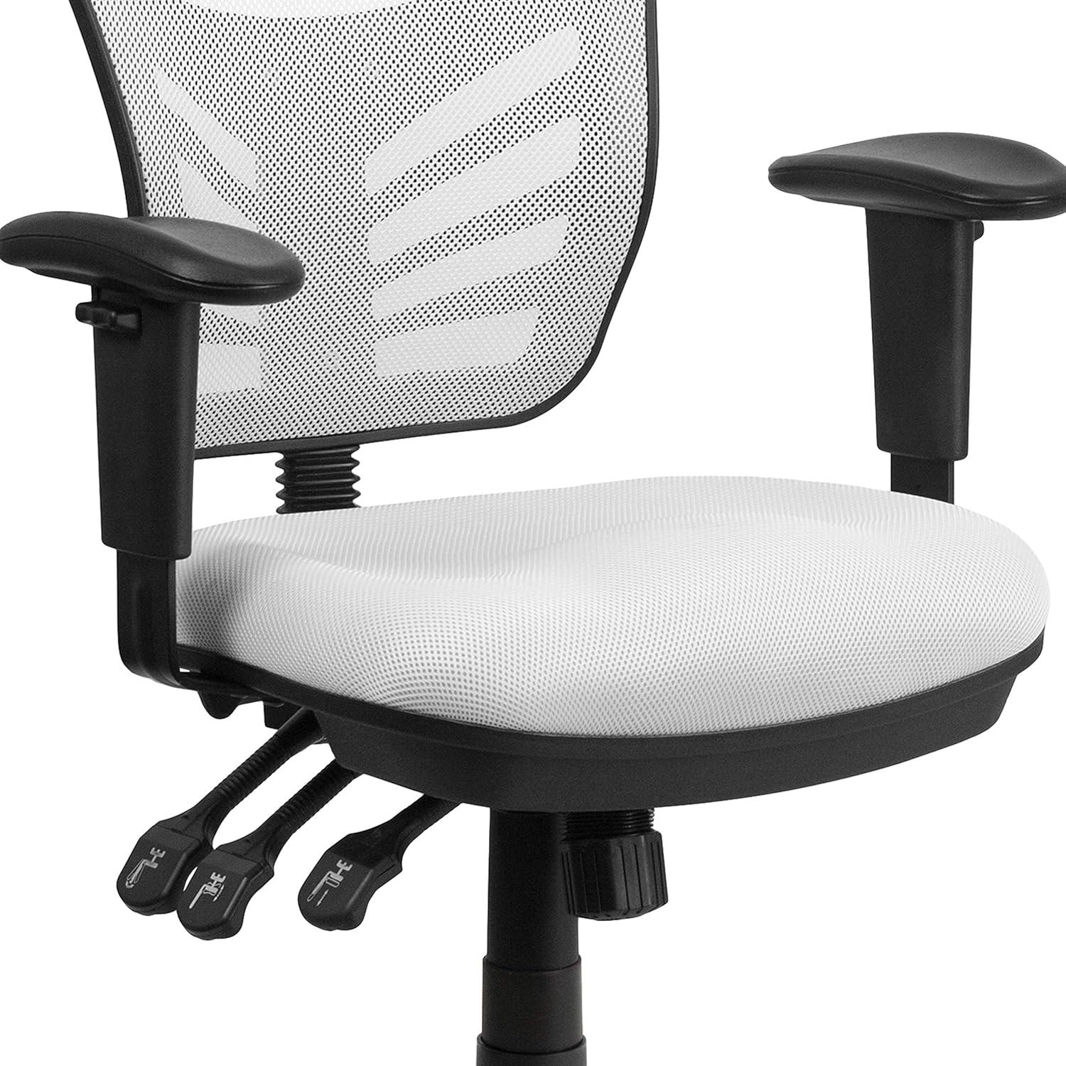 imageFlash Furniture Nicholas MidBack Swivel Desk Chair with Wheels Mesh Back Padded Seat and Armrests Adjustable Height Mesh Ergonomic Office Chair BlackWhite