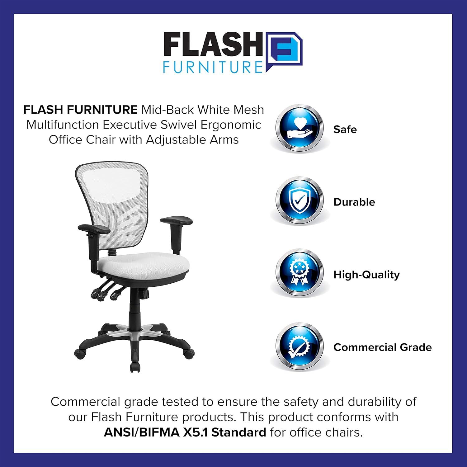imageFlash Furniture Nicholas MidBack Swivel Desk Chair with Wheels Mesh Back Padded Seat and Armrests Adjustable Height Mesh Ergonomic Office Chair BlackWhite