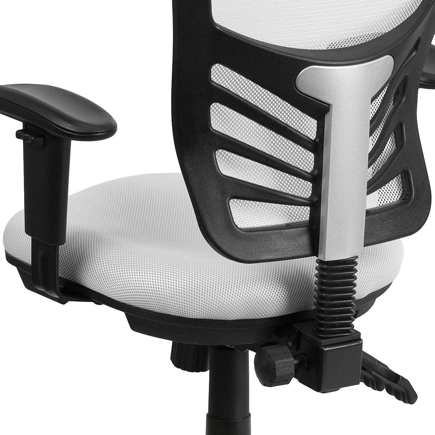 imageFlash Furniture Nicholas MidBack Swivel Desk Chair with Wheels Mesh Back Padded Seat and Armrests Adjustable Height Mesh Ergonomic Office Chair BlackWhite
