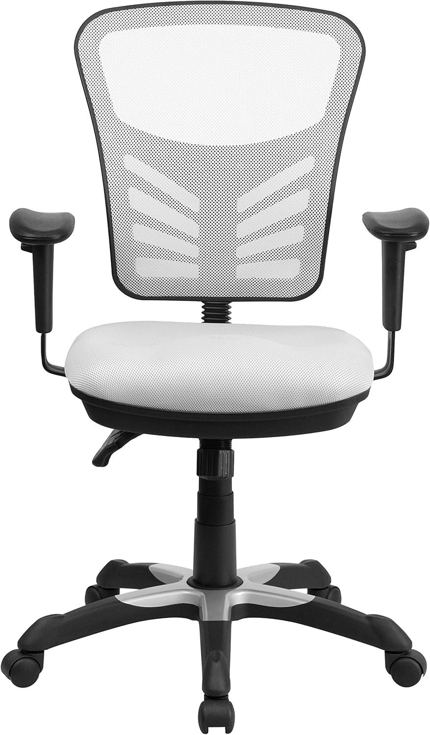 imageFlash Furniture Nicholas MidBack Swivel Desk Chair with Wheels Mesh Back Padded Seat and Armrests Adjustable Height Mesh Ergonomic Office Chair BlackWhite