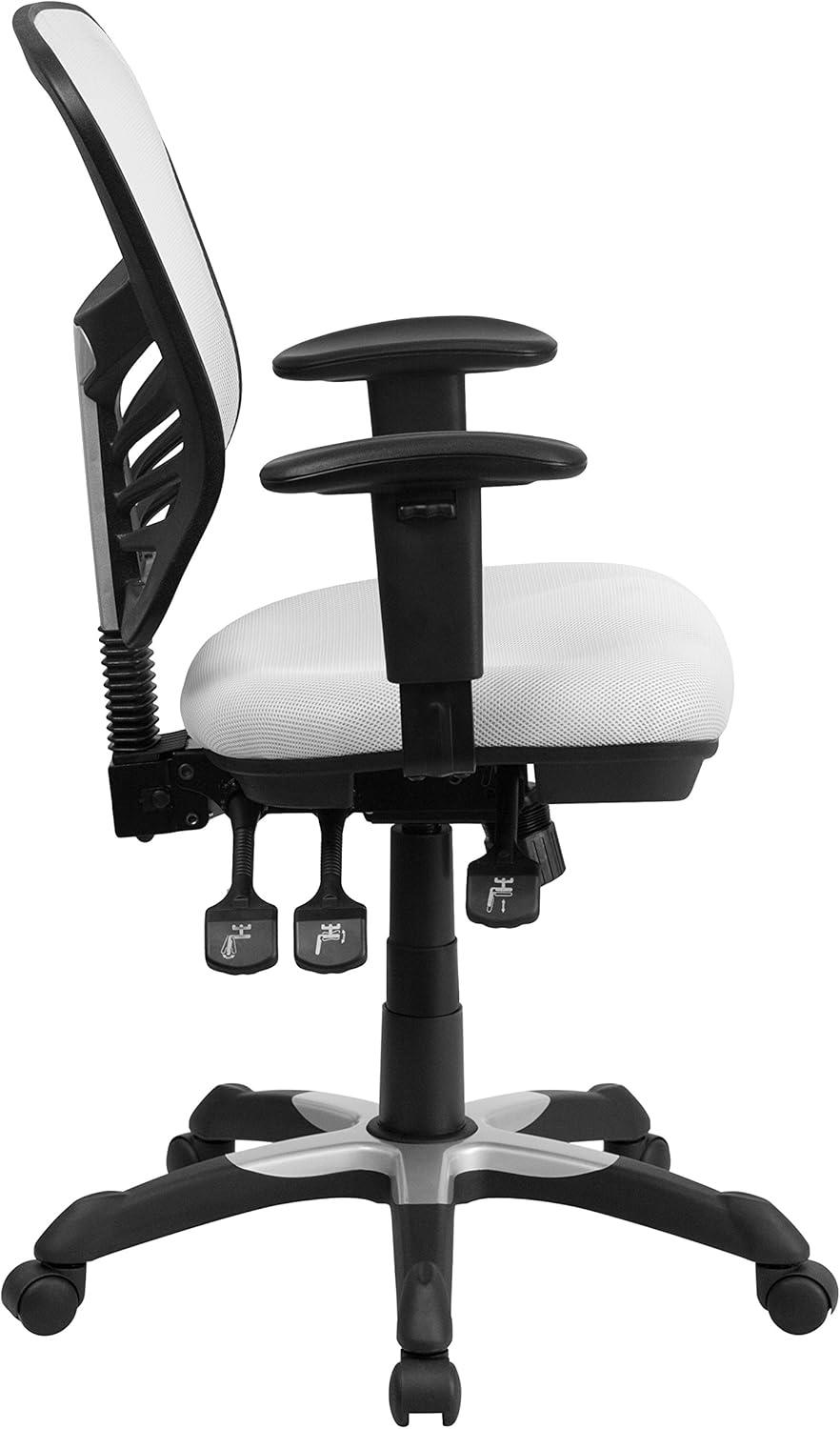 imageFlash Furniture Nicholas MidBack Swivel Desk Chair with Wheels Mesh Back Padded Seat and Armrests Adjustable Height Mesh Ergonomic Office Chair BlackWhite
