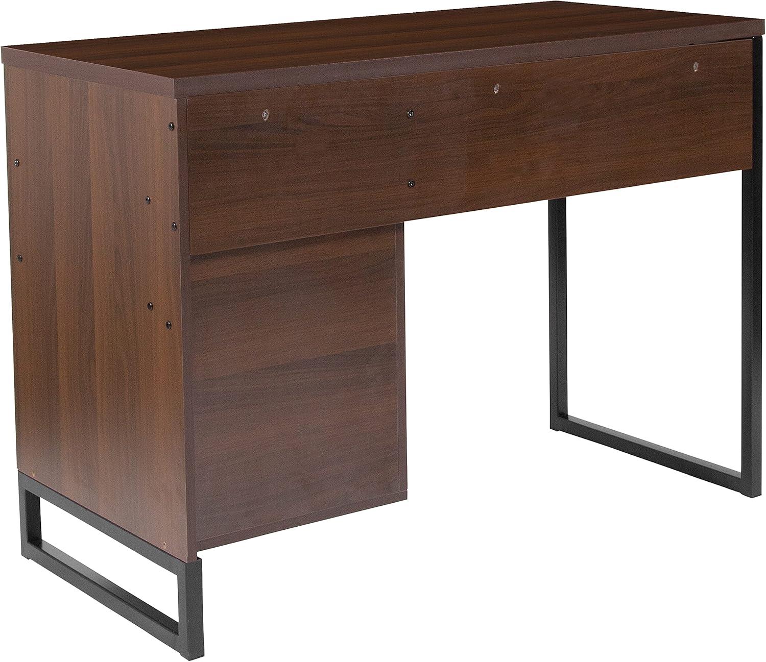 imageFlash Furniture Northbrook Rustic Coffee Wood Grain Finish Computer Desk with Black Metal Frame