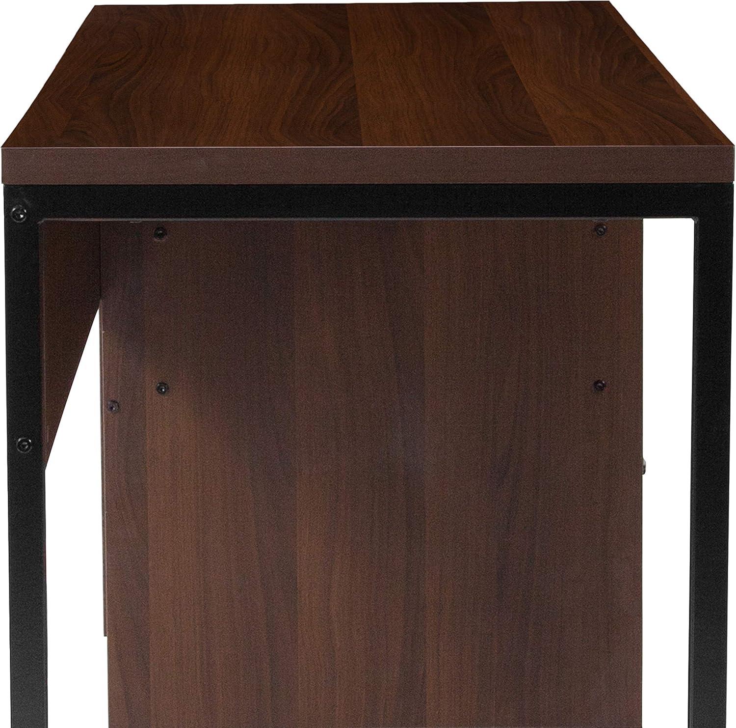 imageFlash Furniture Northbrook Rustic Coffee Wood Grain Finish Computer Desk with Black Metal Frame
