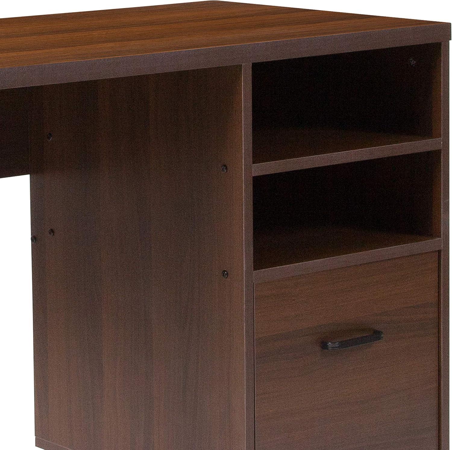 imageFlash Furniture Northbrook Rustic Coffee Wood Grain Finish Computer Desk with Black Metal Frame