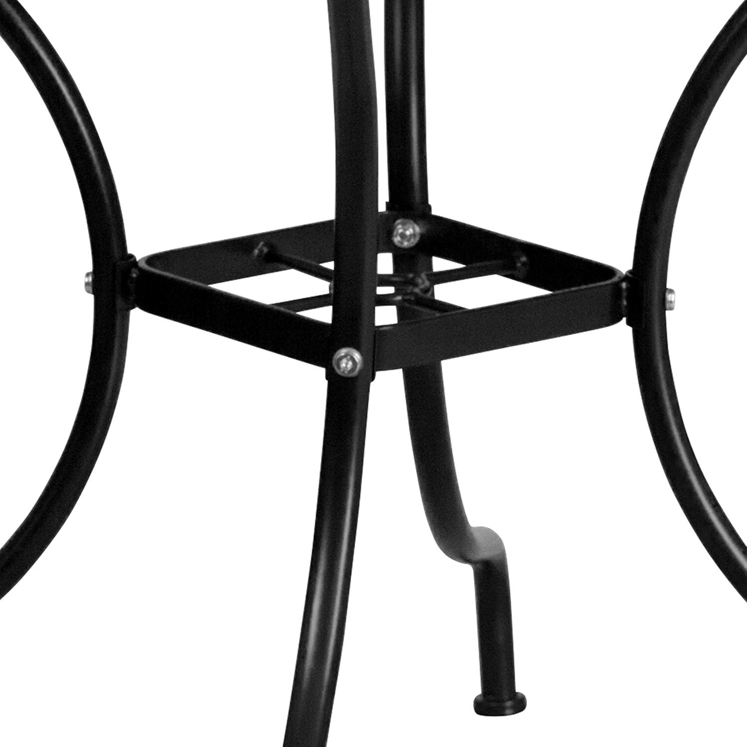 imageFlash Furniture Oia 5Piece Commercial Grade Steel Patio Table and Chairs Set Outdoor Dining Set with Square Table and 4 Round Back Chairs BlackBlack