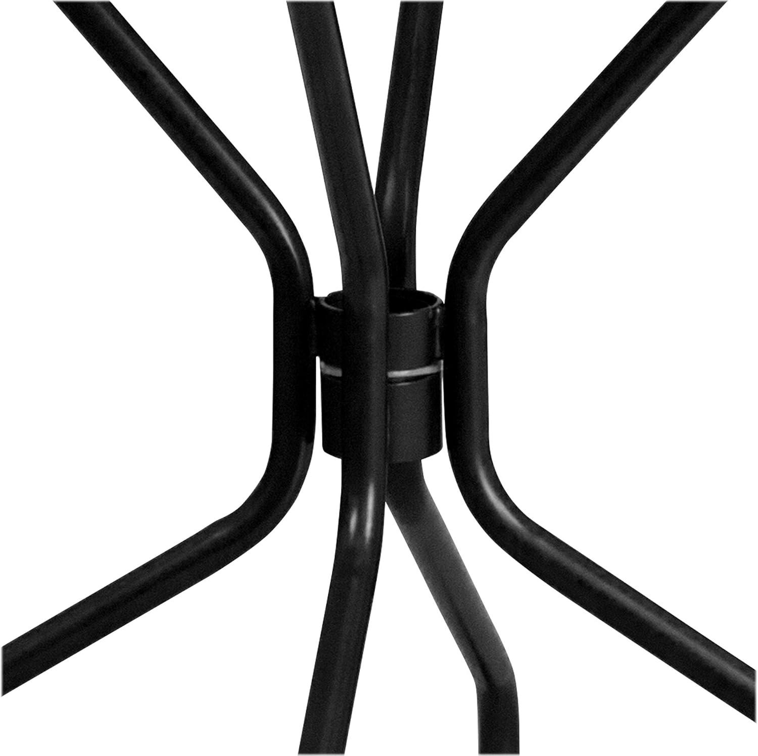 imageFlash Furniture Oia Commercial Grade 3525quot Round Black IndoorOutdoor Steel Patio Table with Umbrella HoleBlack