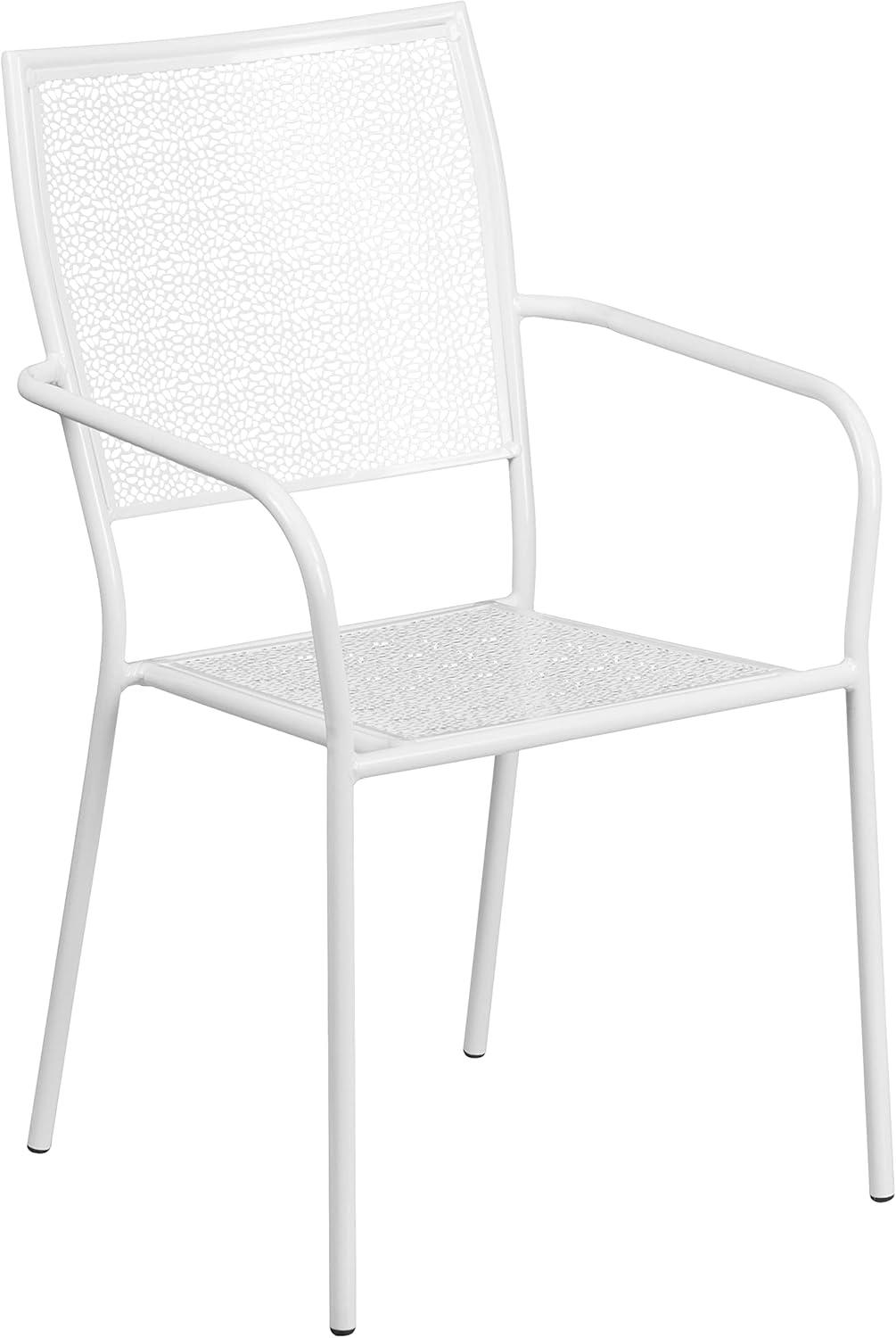 imageFlash Furniture Oia Commercial Grade 355quot Square Black IndoorOutdoor Steel Patio Table Set with 4 Square Back ChairsWhite