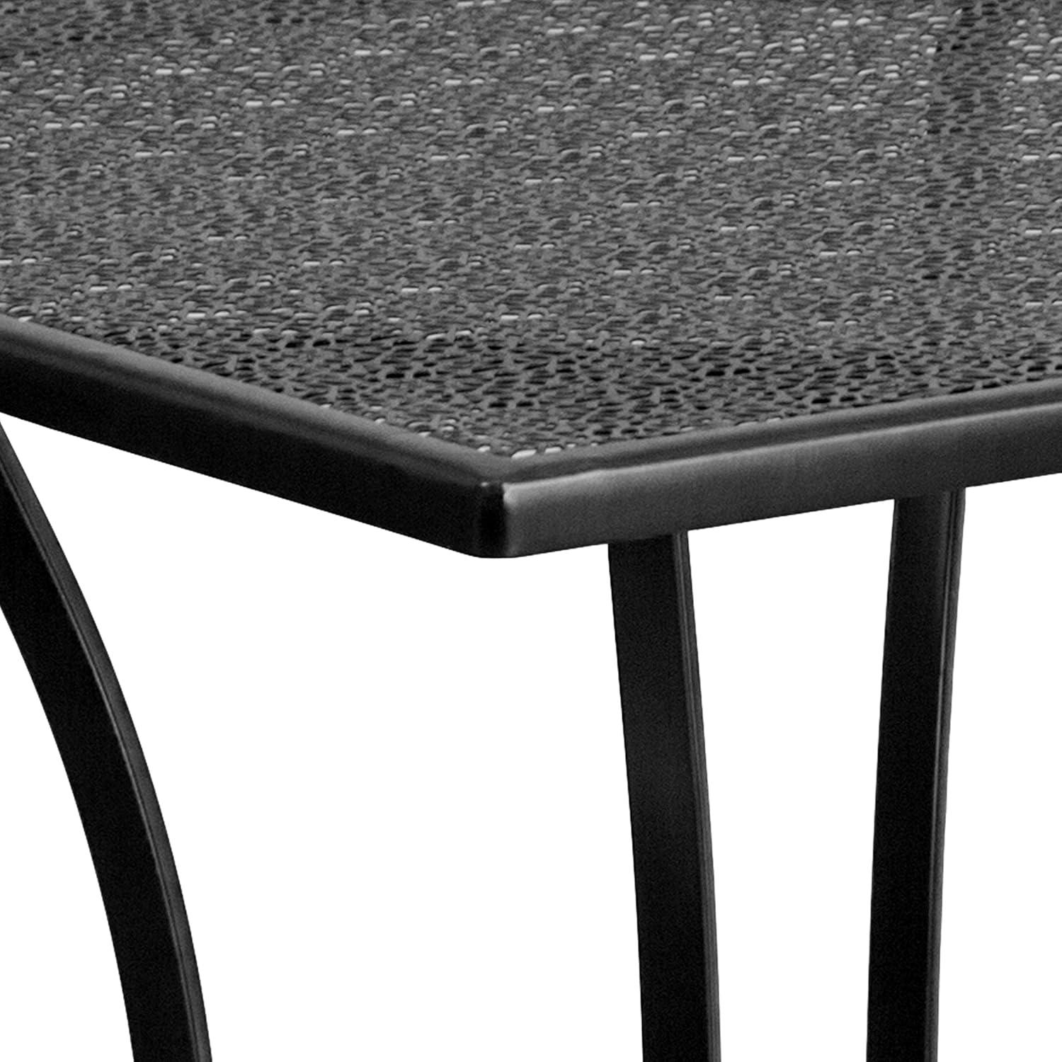 imageFlash Furniture Oia Commercial Grade 355quot Square Black IndoorOutdoor Steel Patio Table with Umbrella HoleBlack