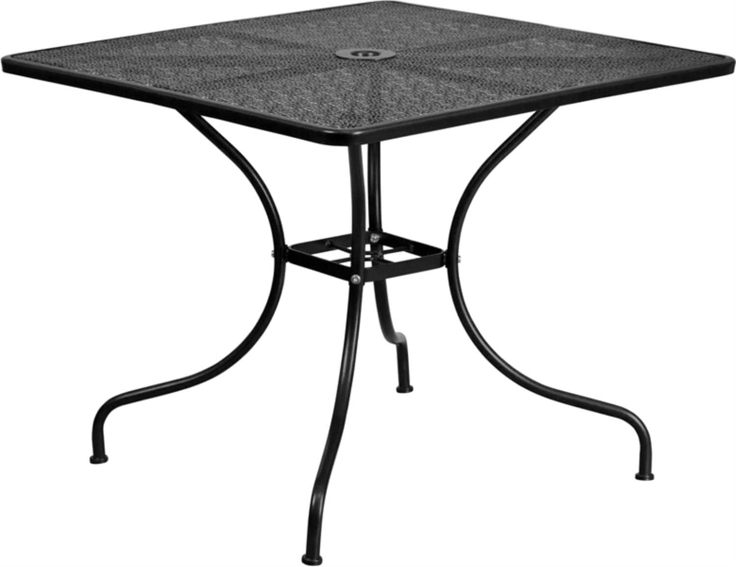 imageFlash Furniture Oia Commercial Grade 355quot Square Black IndoorOutdoor Steel Patio Table with Umbrella HoleBlack