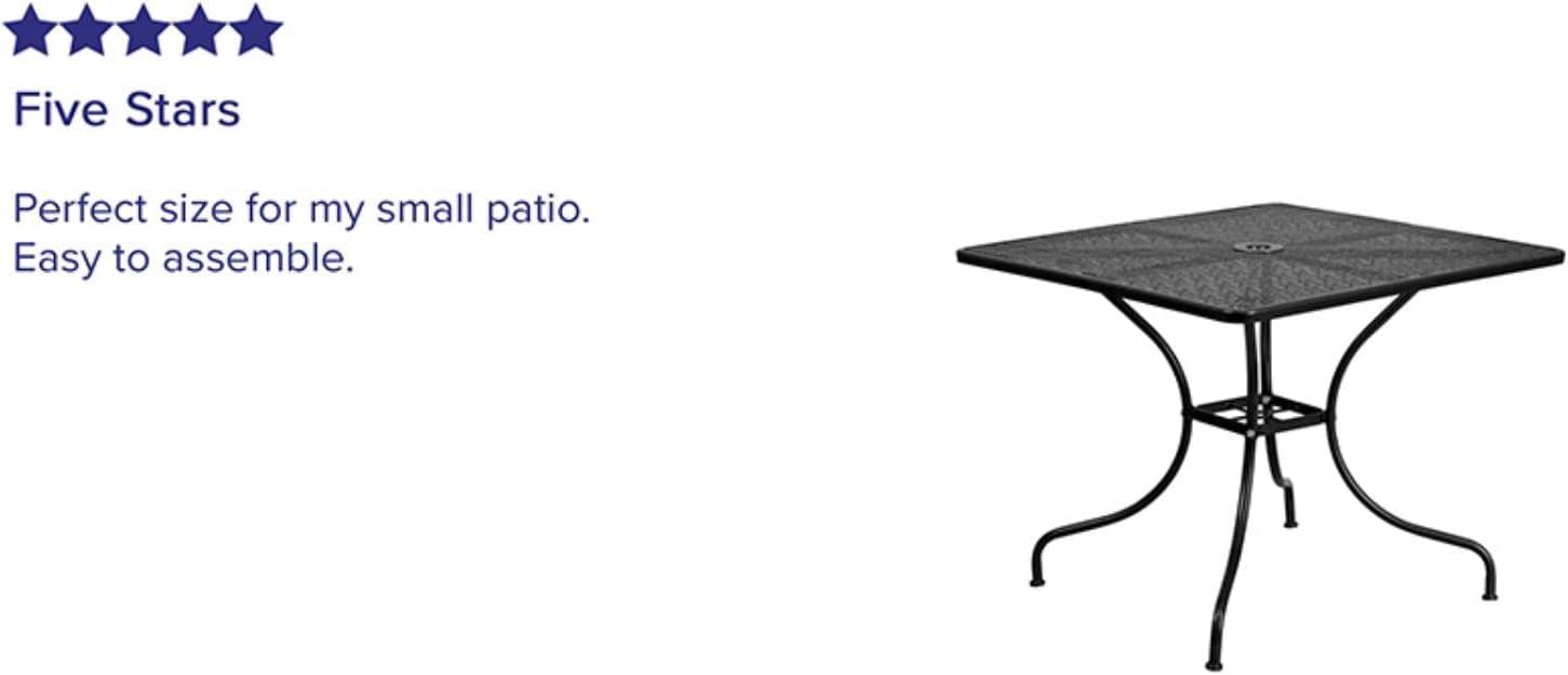 imageFlash Furniture Oia Commercial Grade 355quot Square Black IndoorOutdoor Steel Patio Table with Umbrella HoleBlack